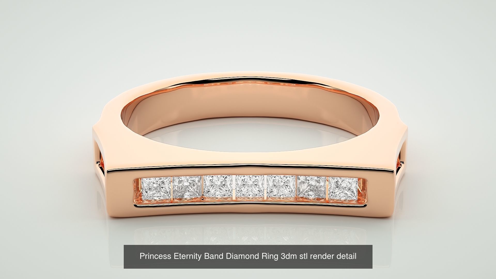 19 Princess and Baguette Eternity Band Diamond Ring 3dm stl  3D Model Collection_10
