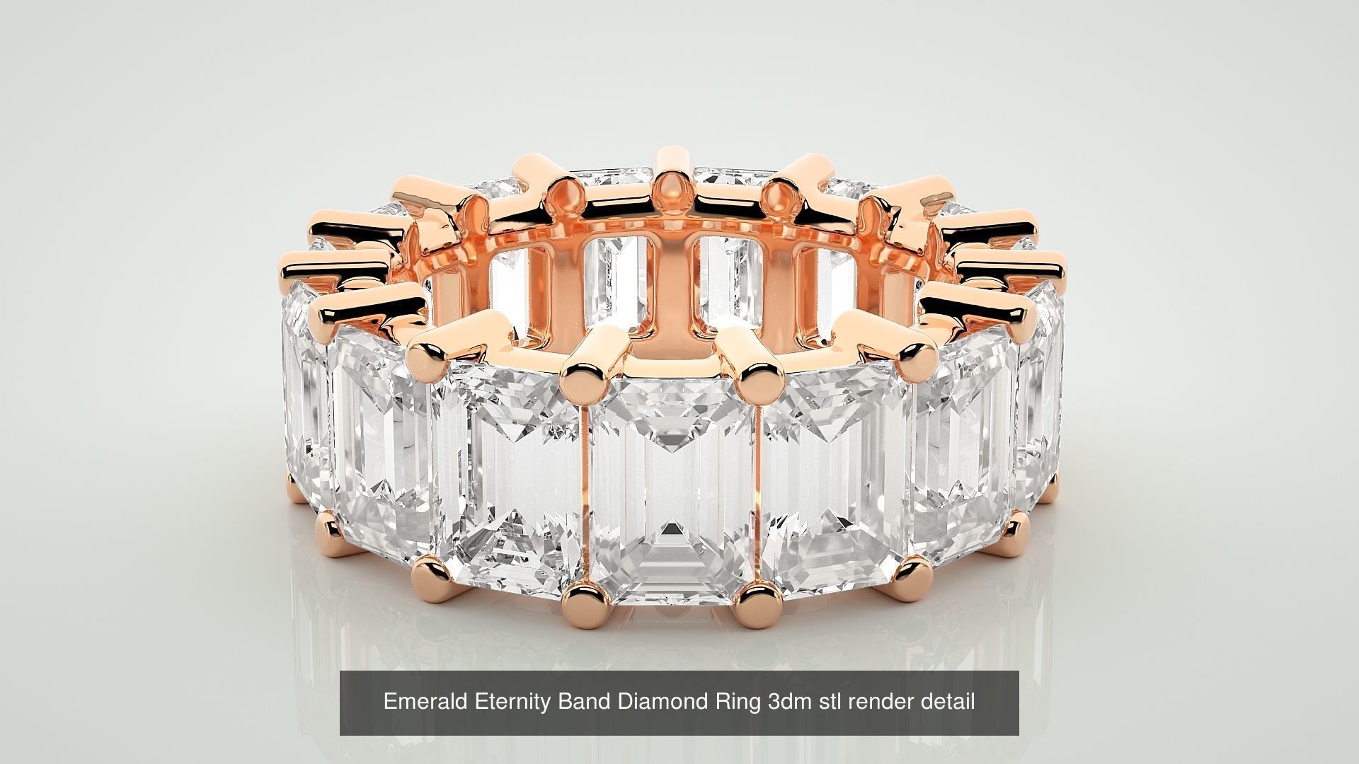 19 Princess and Baguette Eternity Band Diamond Ring 3dm stl  3D Model Collection_13