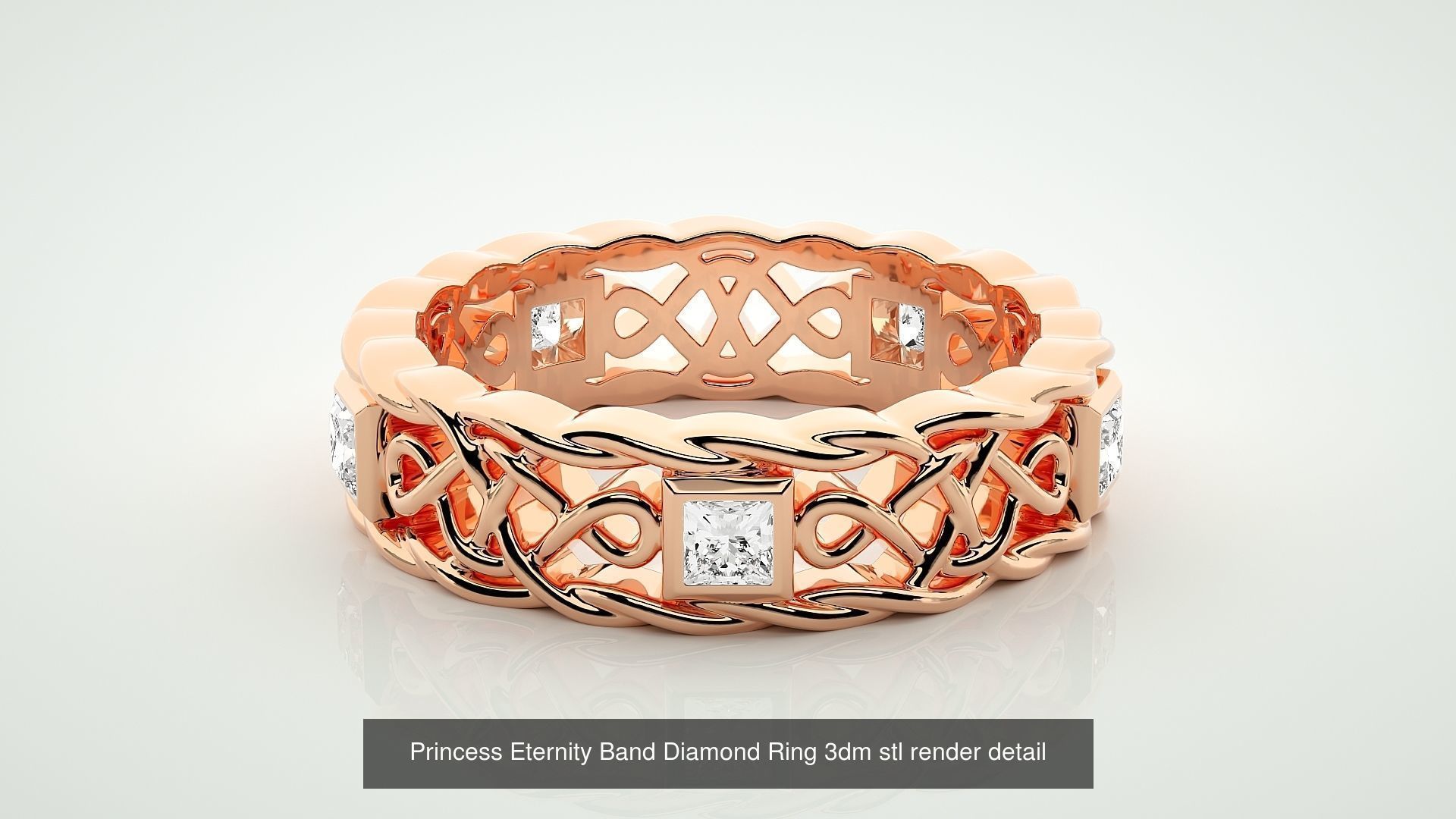 19 Princess and Baguette Eternity Band Diamond Ring 3dm stl  3D Model Collection_6