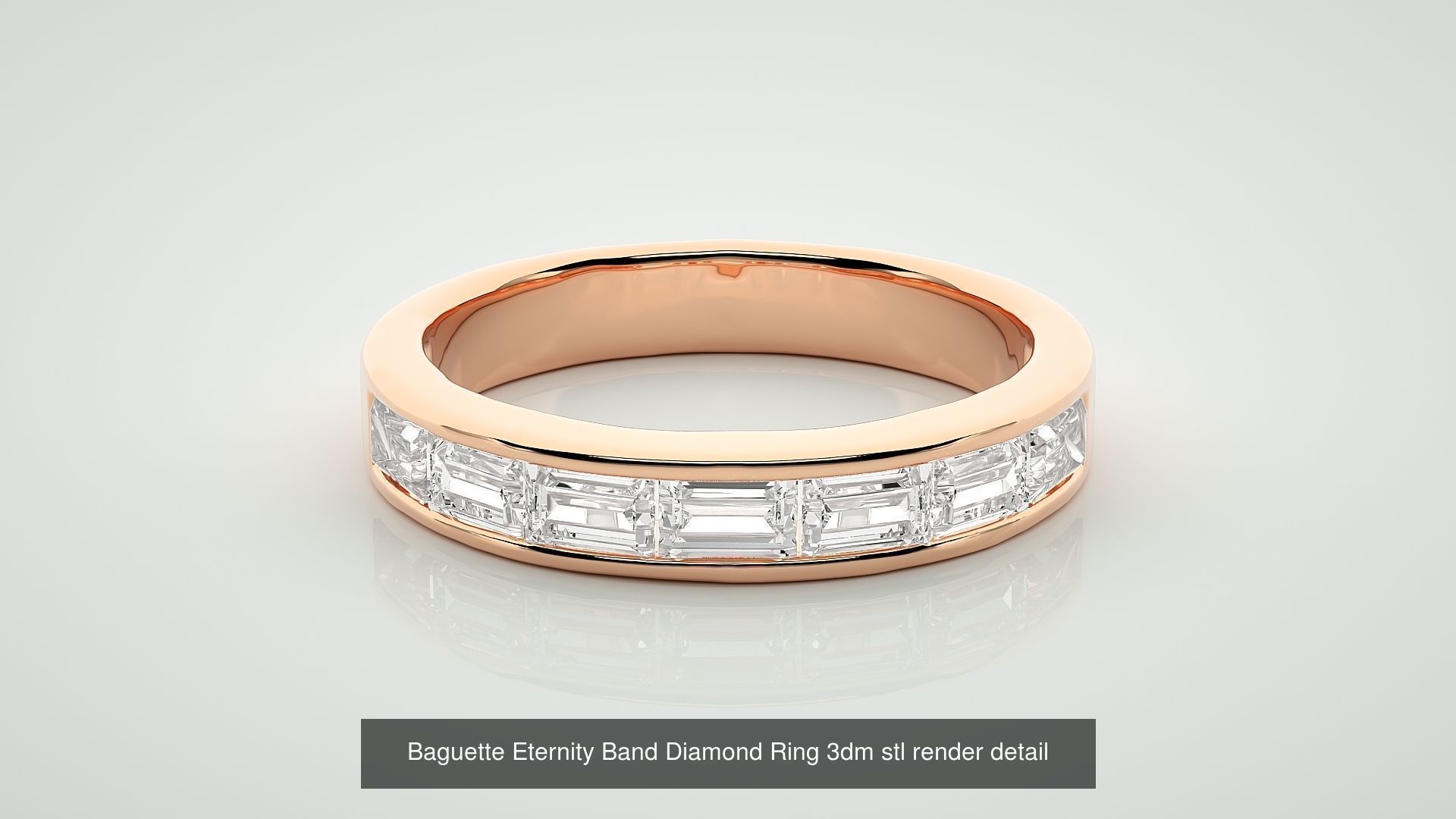 19 Princess and Baguette Eternity Band Diamond Ring 3dm stl  3D Model Collection_14