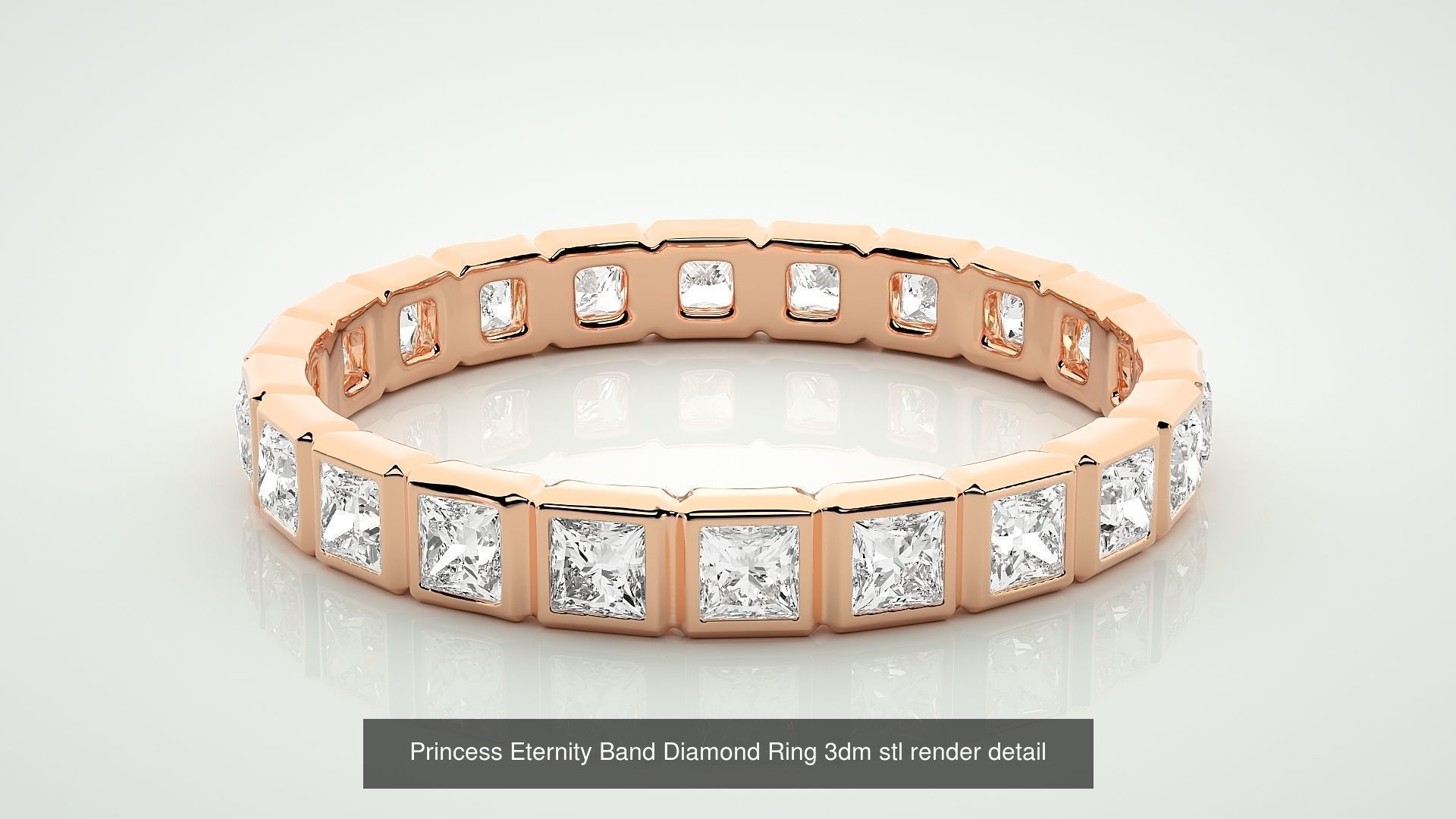 19 Princess and Baguette Eternity Band Diamond Ring 3dm stl  3D Model Collection_9