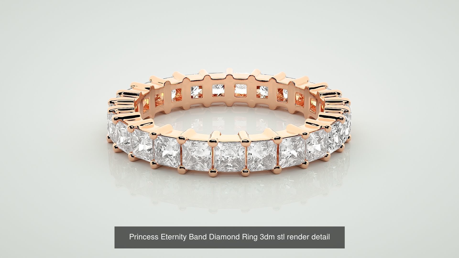 19 Princess and Baguette Eternity Band Diamond Ring 3dm stl  3D Model Collection_19