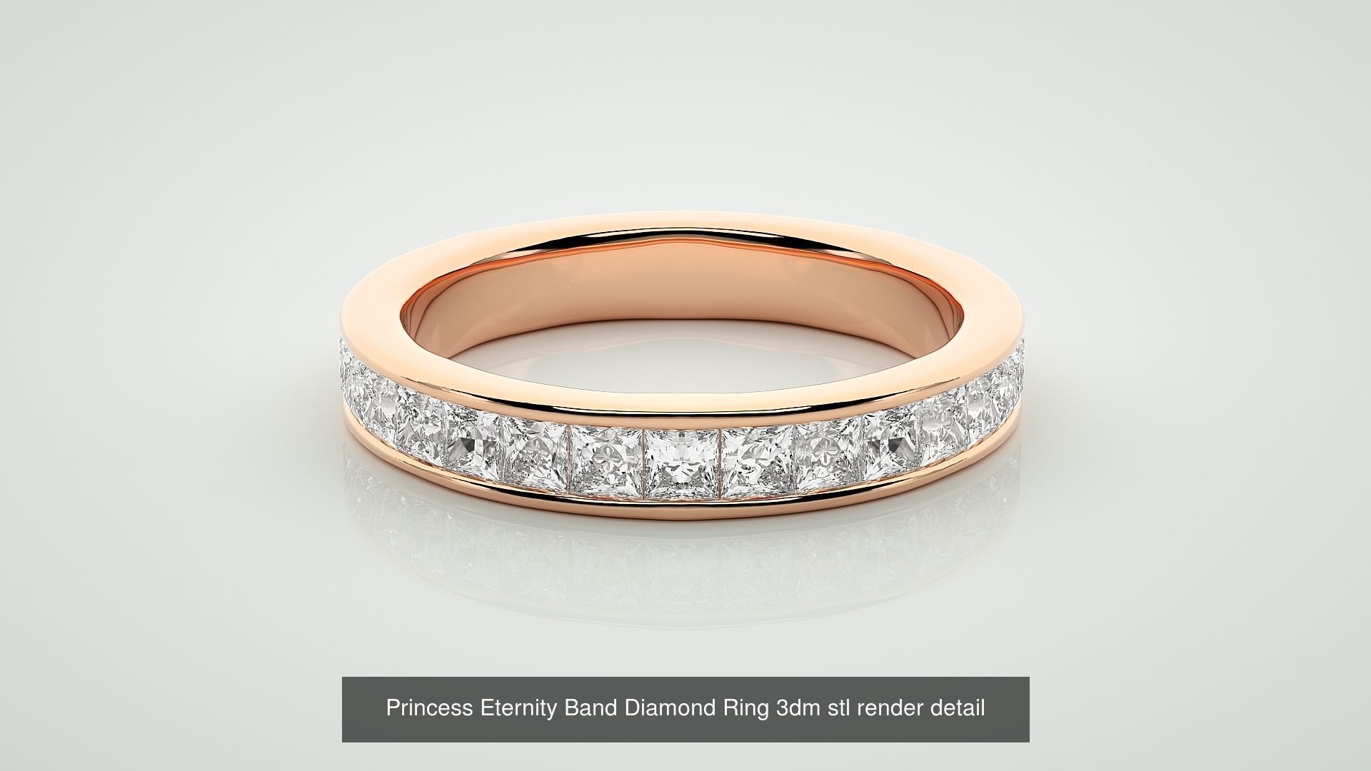 19 Princess and Baguette Eternity Band Diamond Ring 3dm stl  3D Model Collection_12