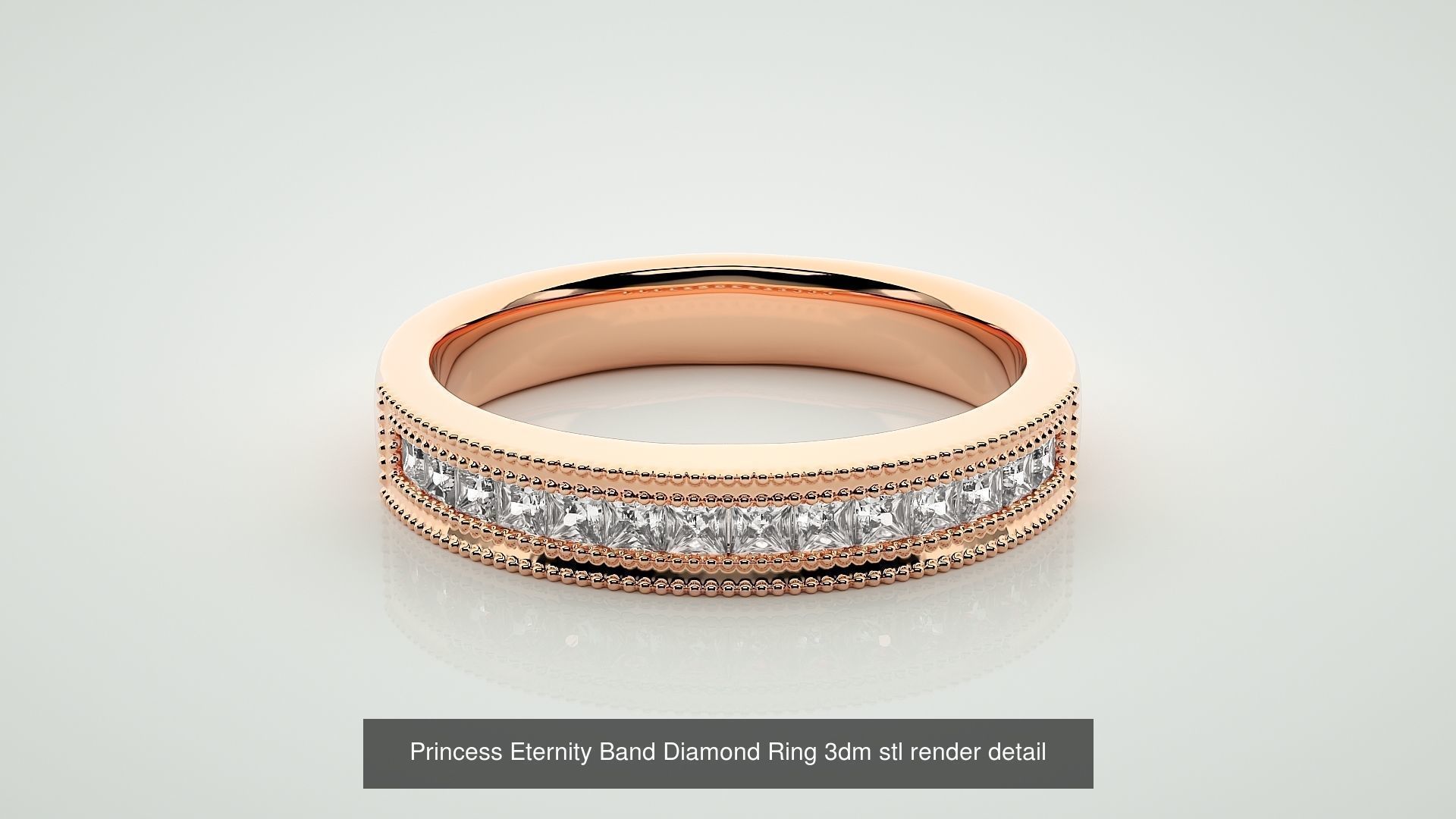 19 Princess and Baguette Eternity Band Diamond Ring 3dm stl  3D Model Collection_15