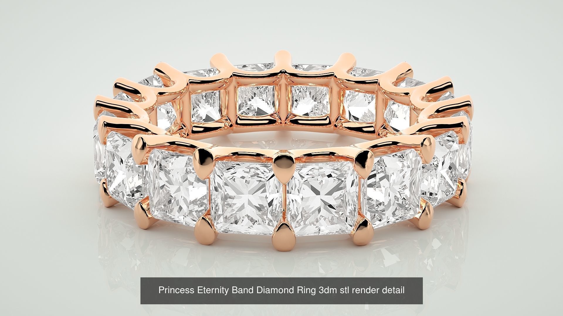 19 Princess and Baguette Eternity Band Diamond Ring 3dm stl  3D Model Collection_17