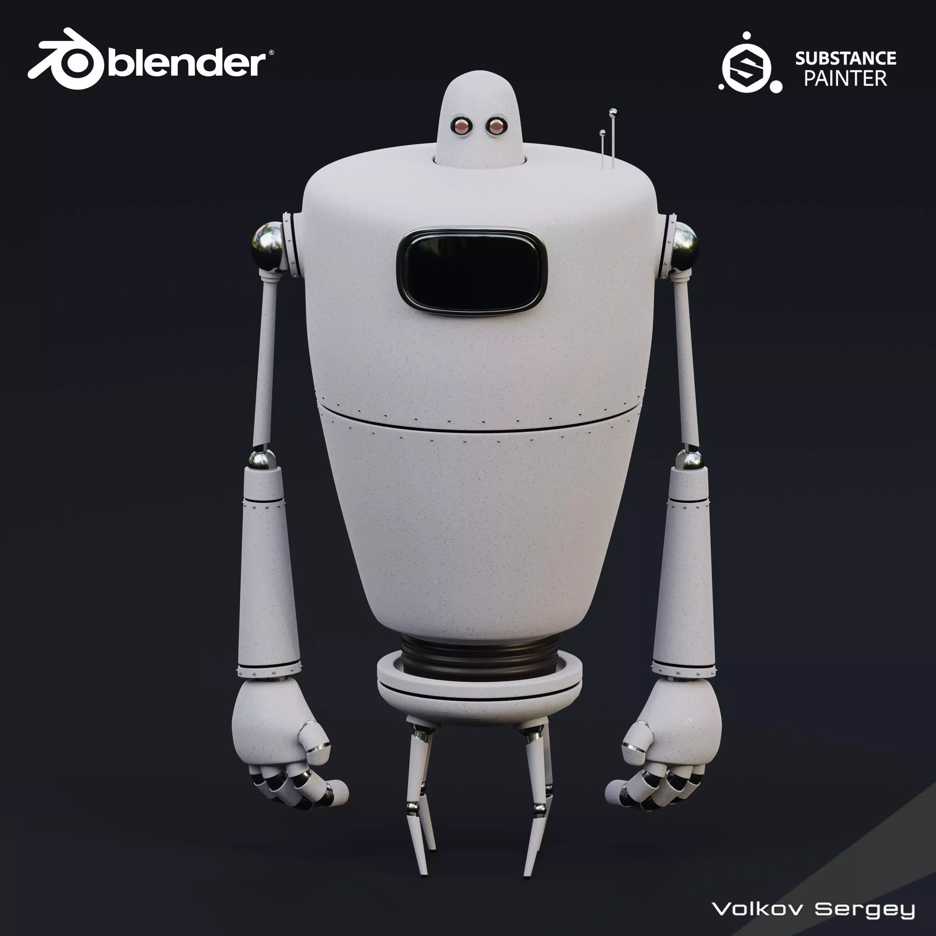 Robot with arms and legs 3D model_0
