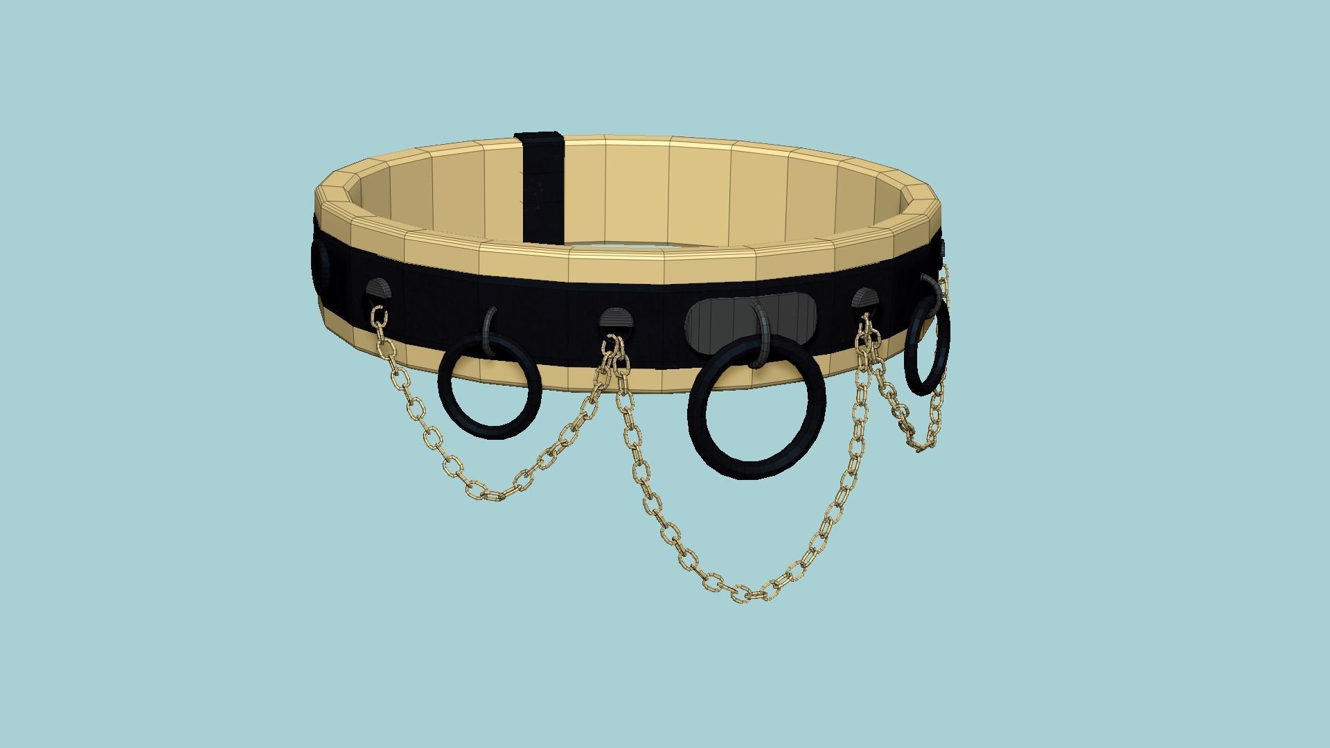 Choker Collar B07 Gold - Character Design Punk Gothic Low-poly 3D model_6