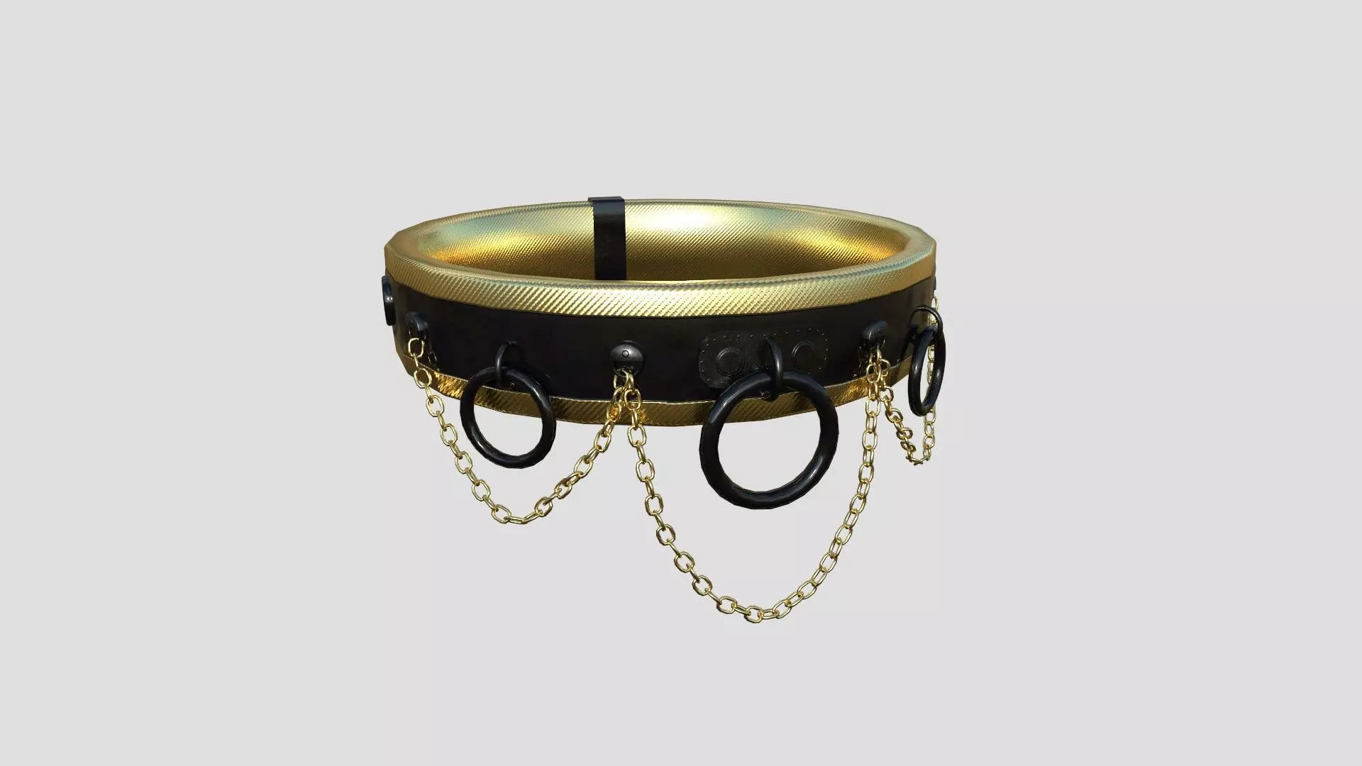 Choker Collar B07 Gold - Character Design Punk Gothic Low-poly 3D model_0