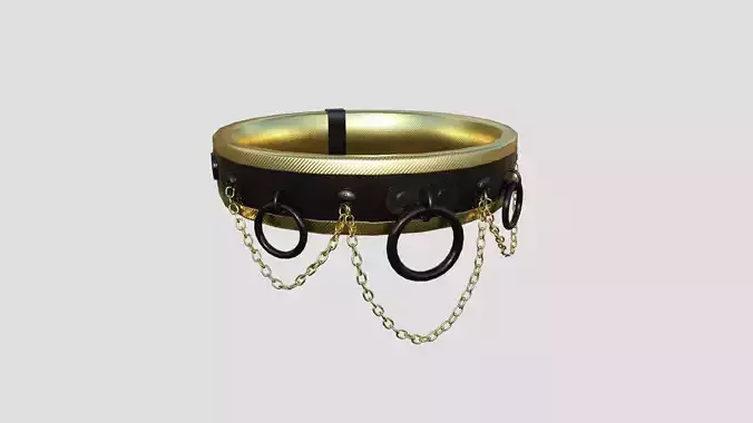 Choker Collar B07 Gold - Character Design Punk Gothic Low-poly 3D model