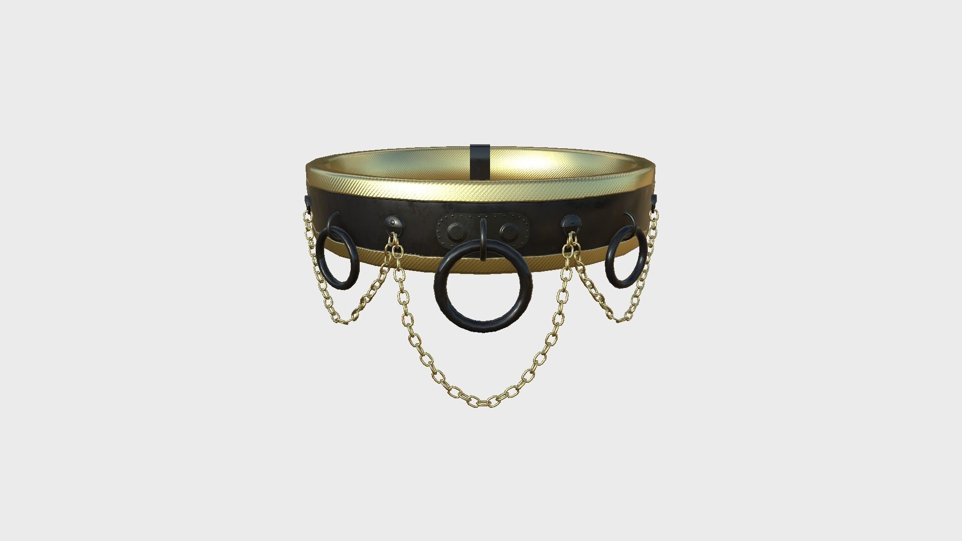 Choker Collar B07 Gold - Character Design Punk Gothic Low-poly 3D model_1