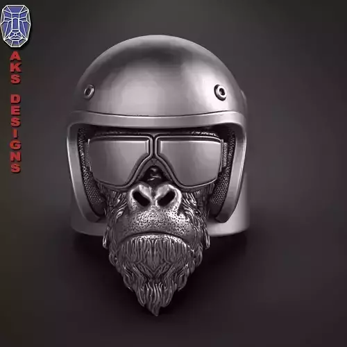 Ring  animal Jewelry Biker gorilla 2 3D print model