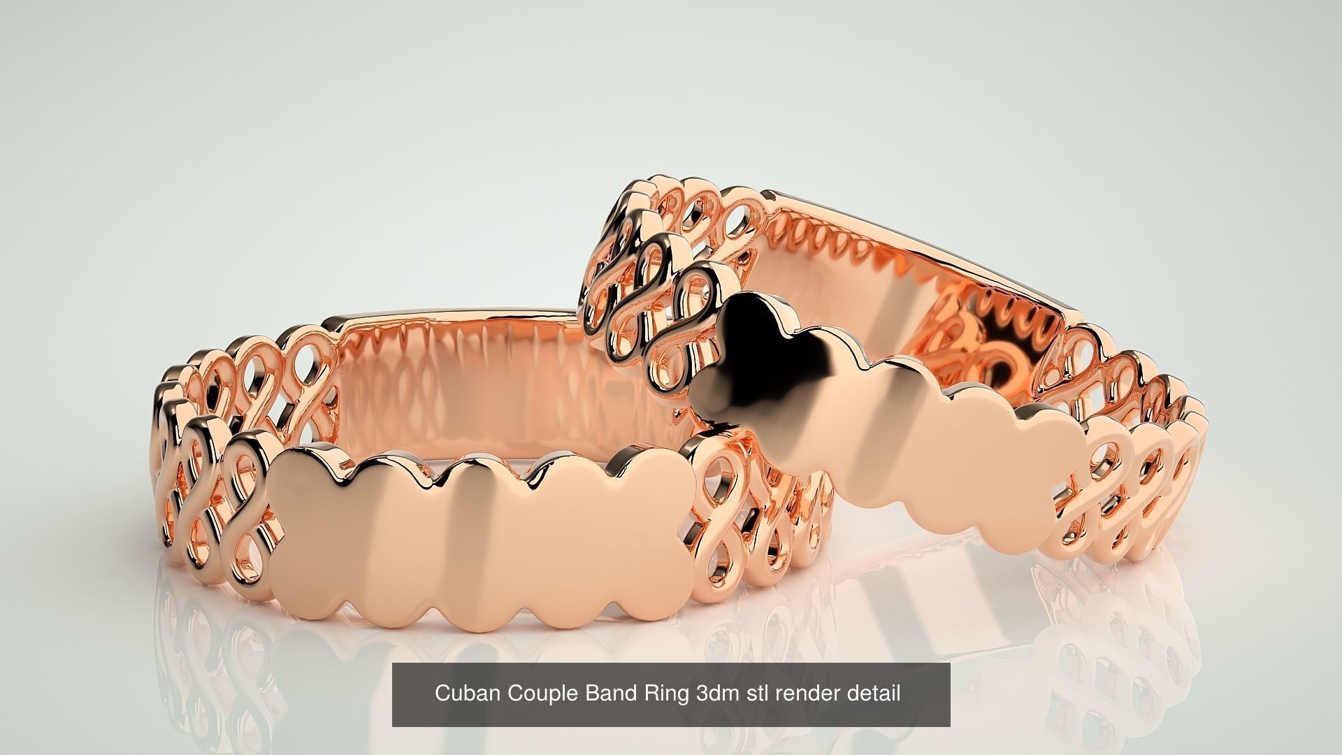 5 Cuban Chain Band Ring 3dm stl render detail 3D Model Collection_5