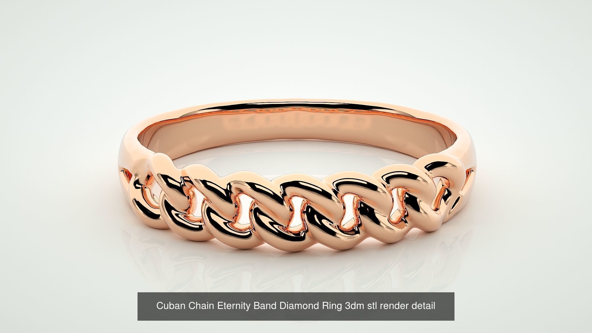 5 Cuban Chain Band Ring 3dm stl render detail 3D Model Collection_3