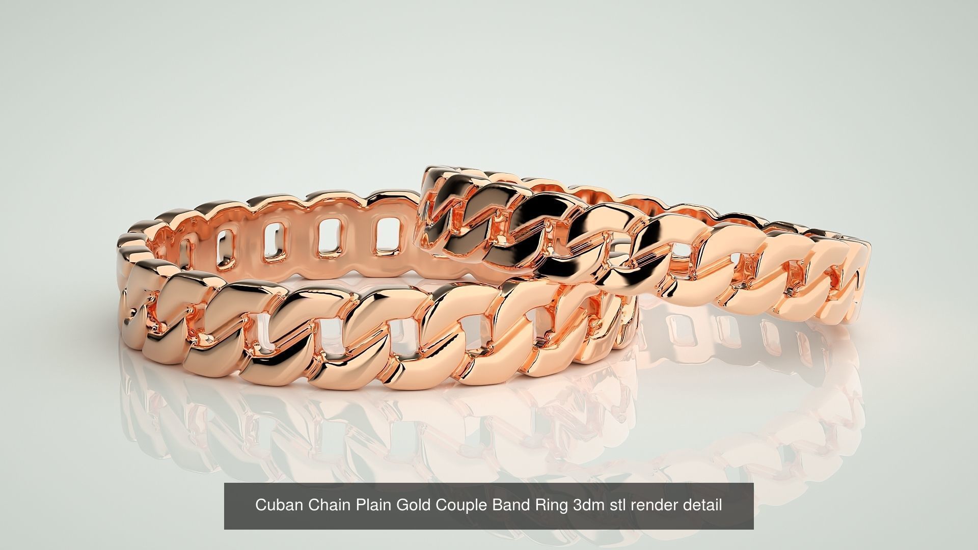 5 Cuban Chain Band Ring 3dm stl render detail 3D Model Collection_2