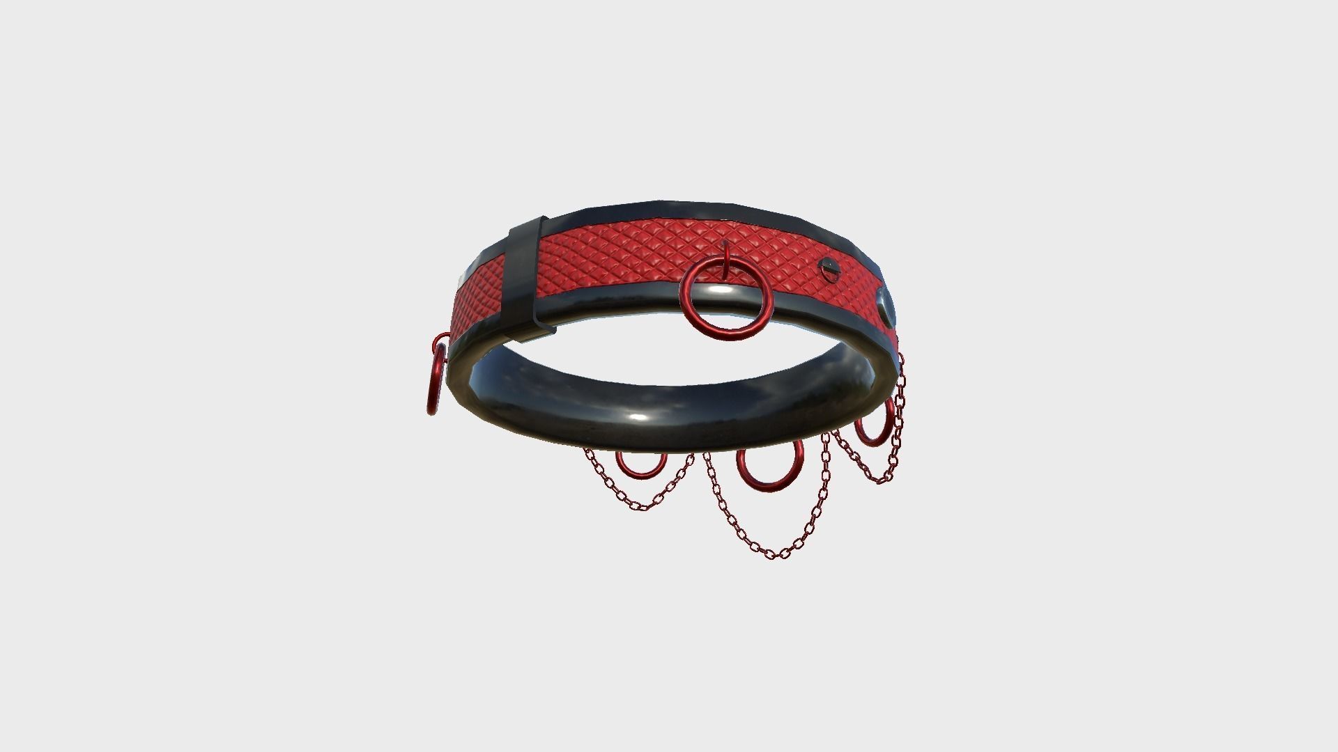 Choker Collar B08 Black Red - Character Design Punk Gothic Low-poly 3D model_3