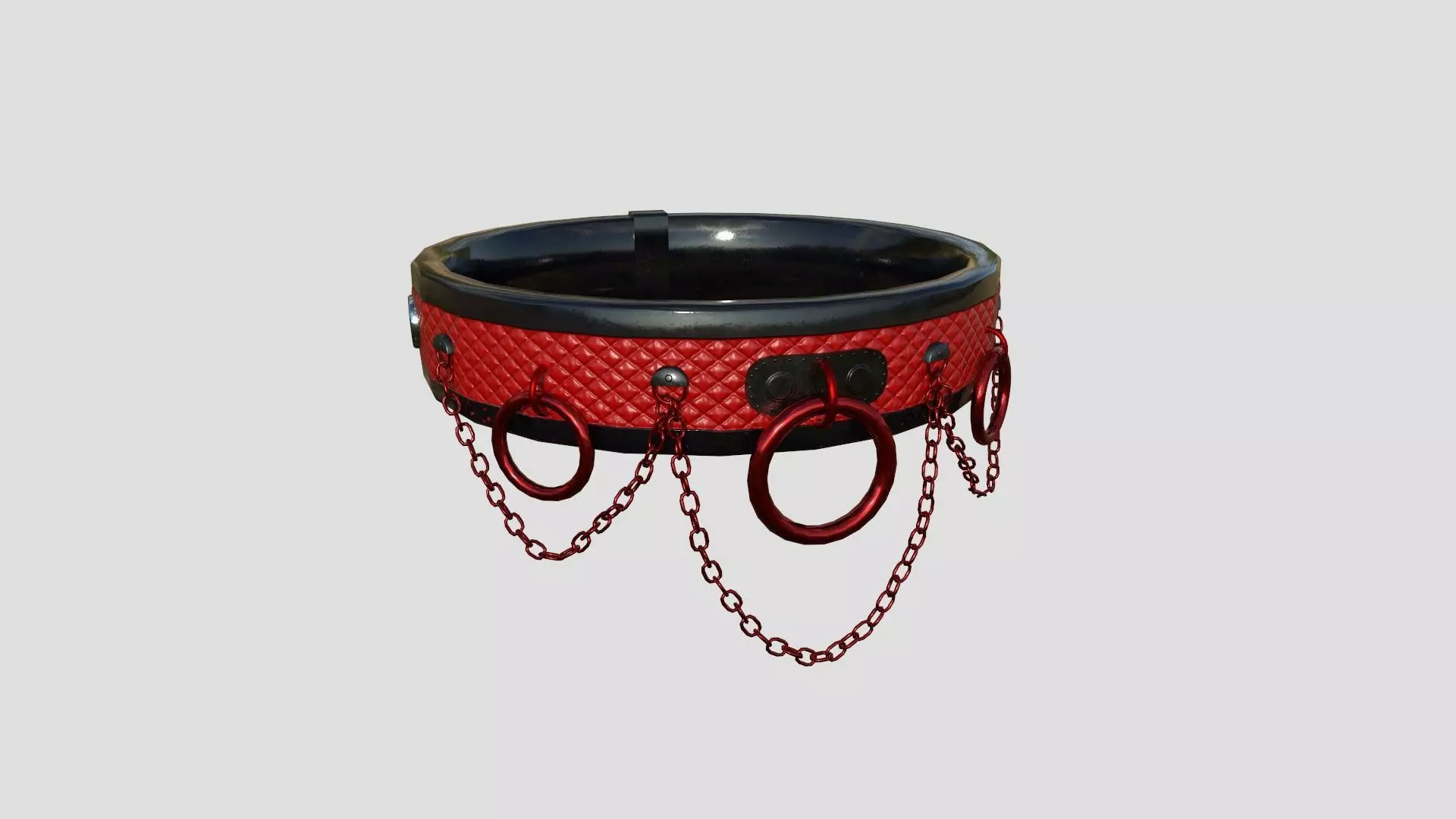 Choker Collar B08 Black Red - Character Design Punk Gothic Low-poly 3D model_0