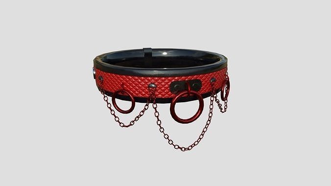 Choker Collar B08 Black Red - Character Design Punk Gothic Low-poly 3D model