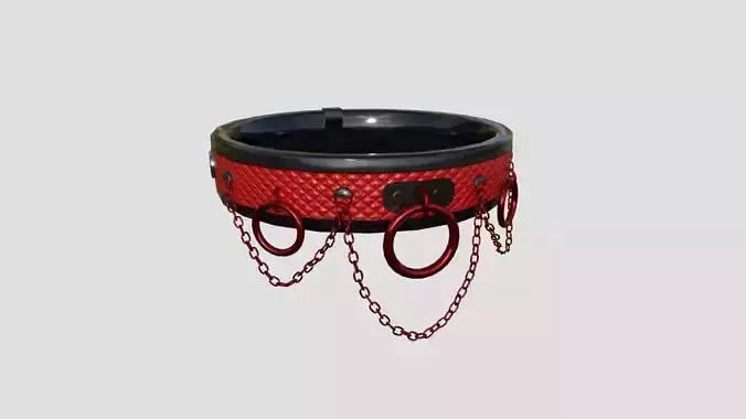 Choker Collar B08 Black Red - Character Design Punk Gothic Low-poly 3D model