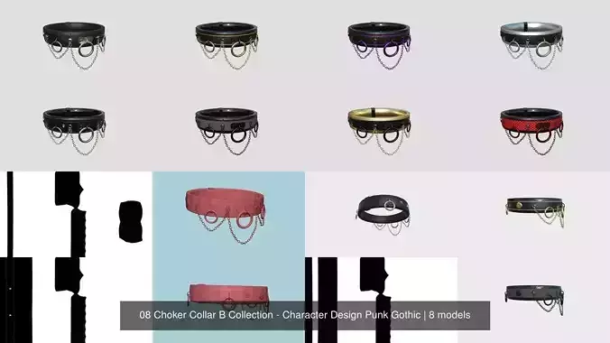 08 Choker Collar B Collection - Character Design Punk Gothic