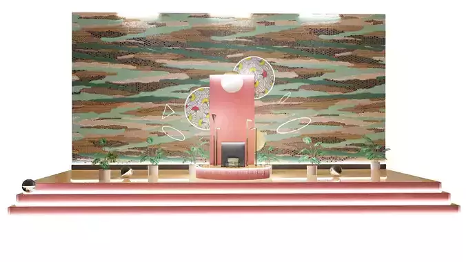 3D elegant oriental beauty expositor setup for product placement 3D model