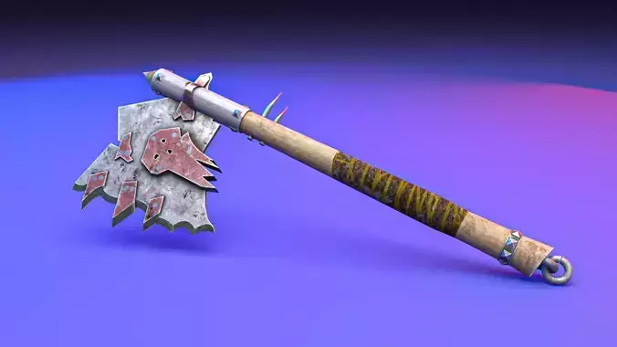 Ork Axe Choppa Low Poly Model
