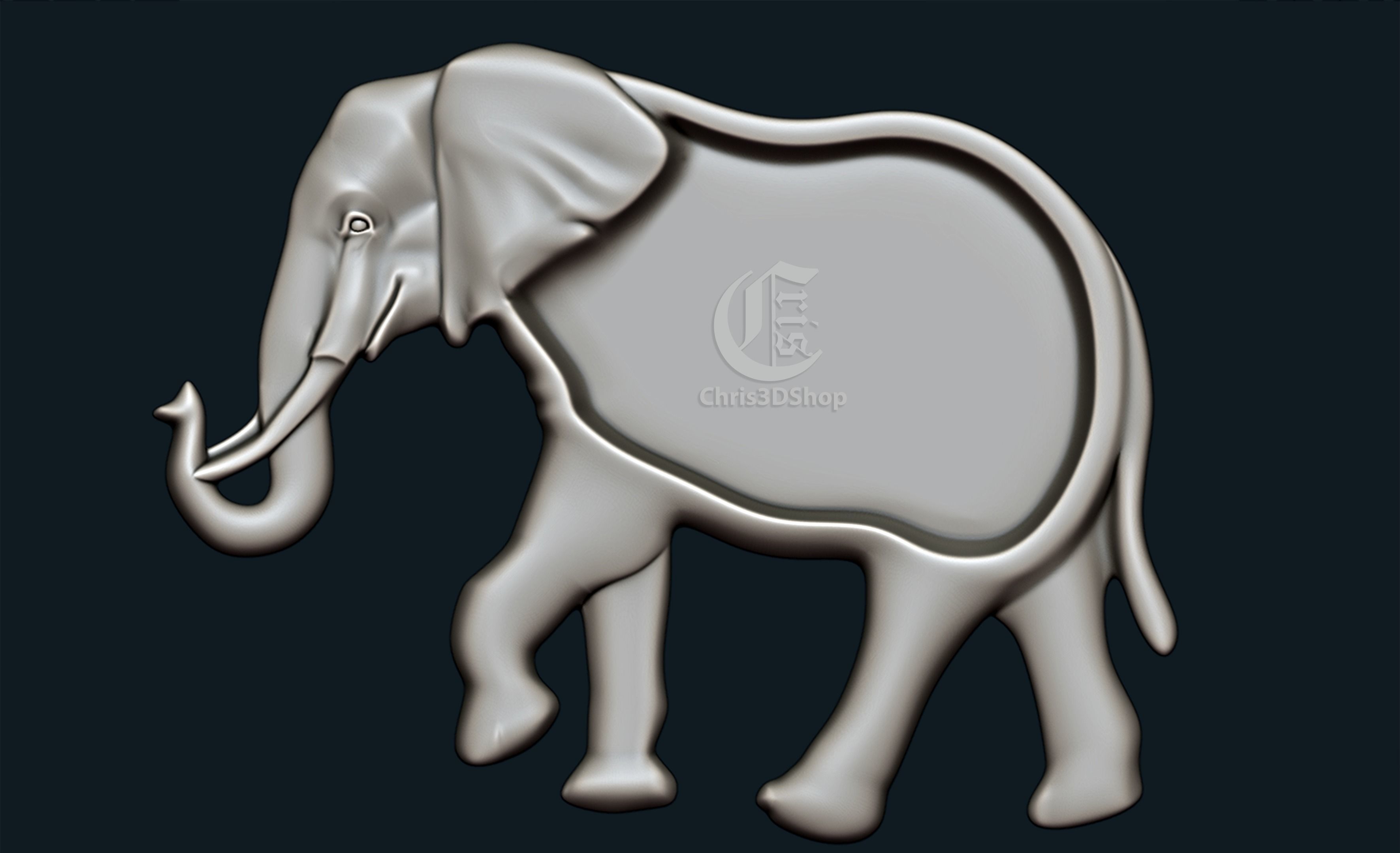 Elephant Tray - 3D STL Model For CNC and 3D Printers 3D model_1