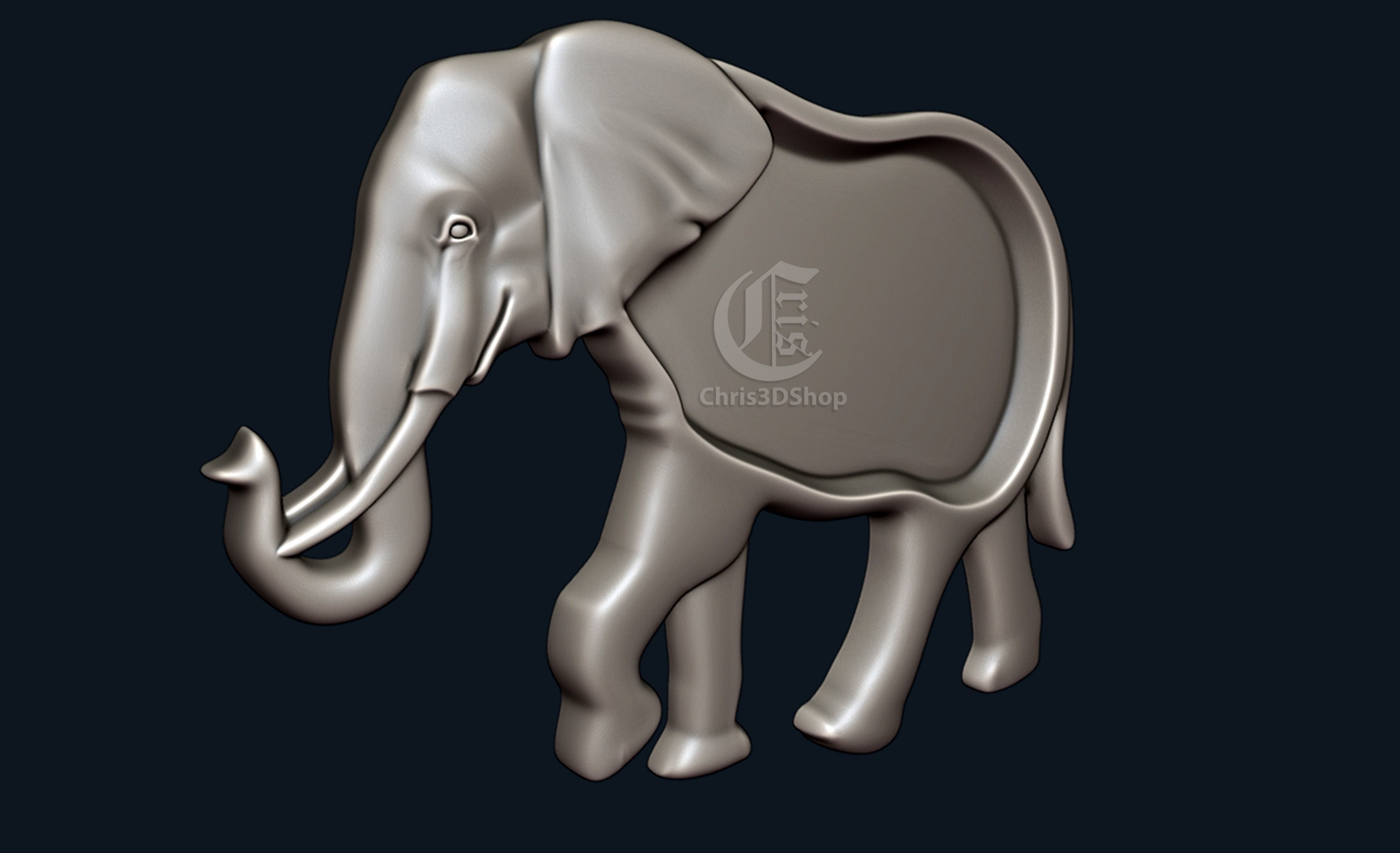 Elephant Tray - 3D STL Model For CNC and 3D Printers 3D model_2