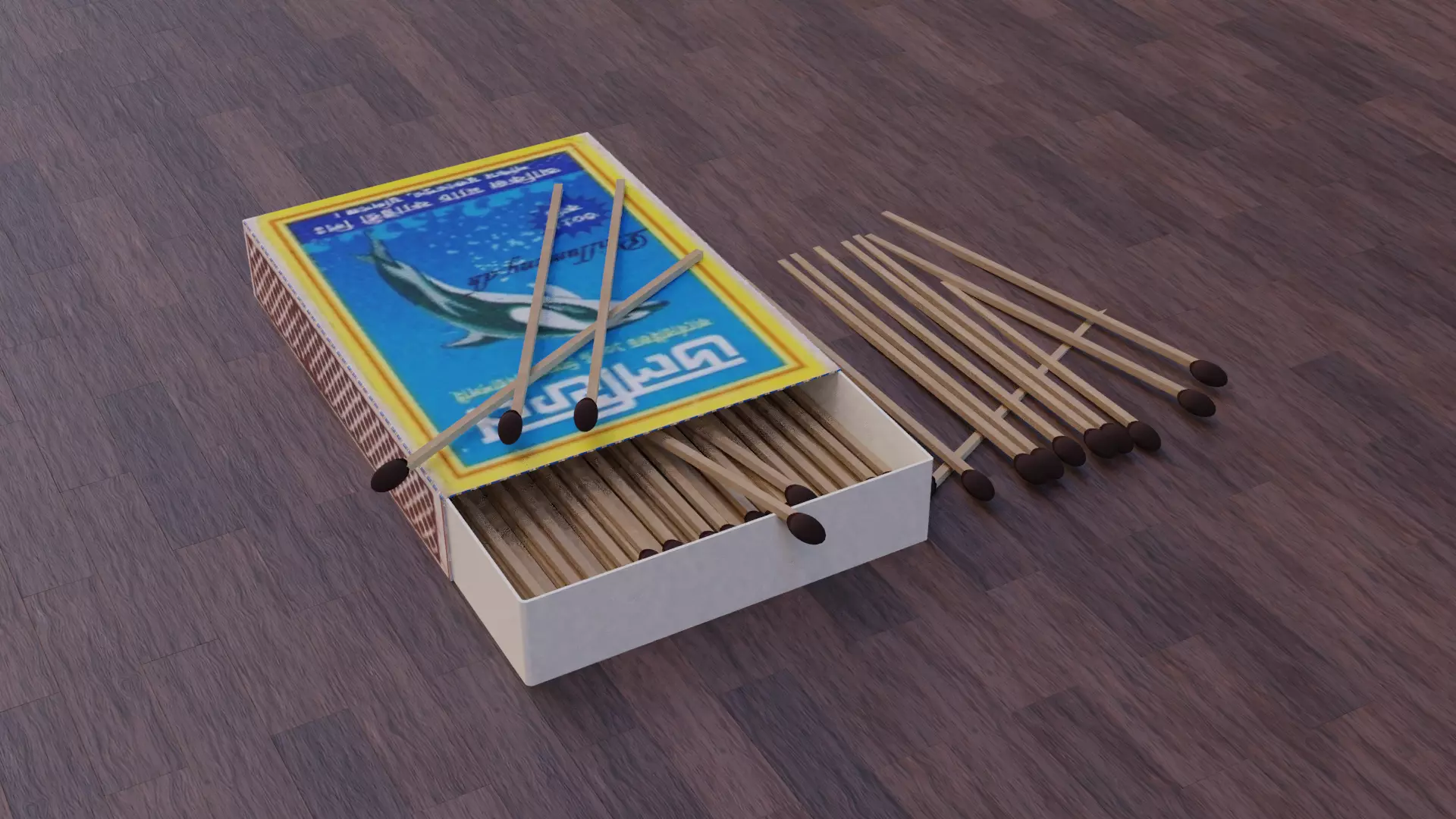 matches 3D model in box Low-poly 3D model