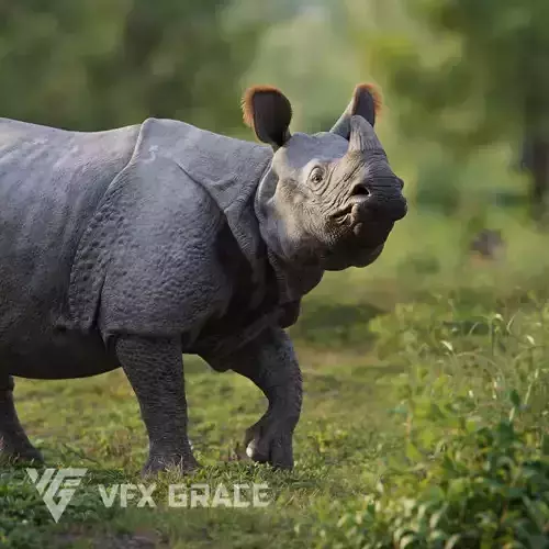 Indian Rhinoceros Animated  VFX Grace 3D model