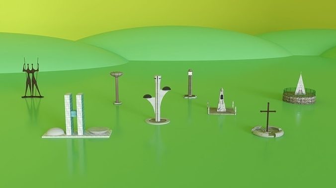 Monuments monuments of the city of Brasilia capital of Brazil Low-poly 3D model