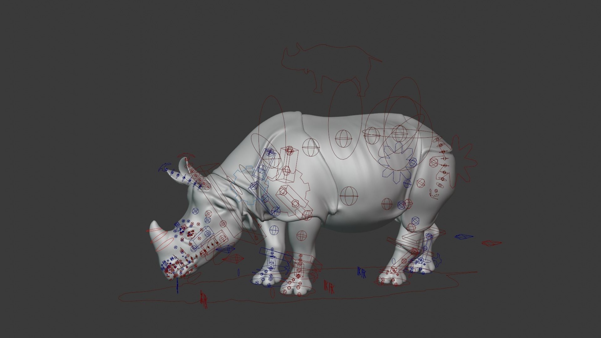 Indian Rhinoceros Rigged  VFX Grace 3D model_15