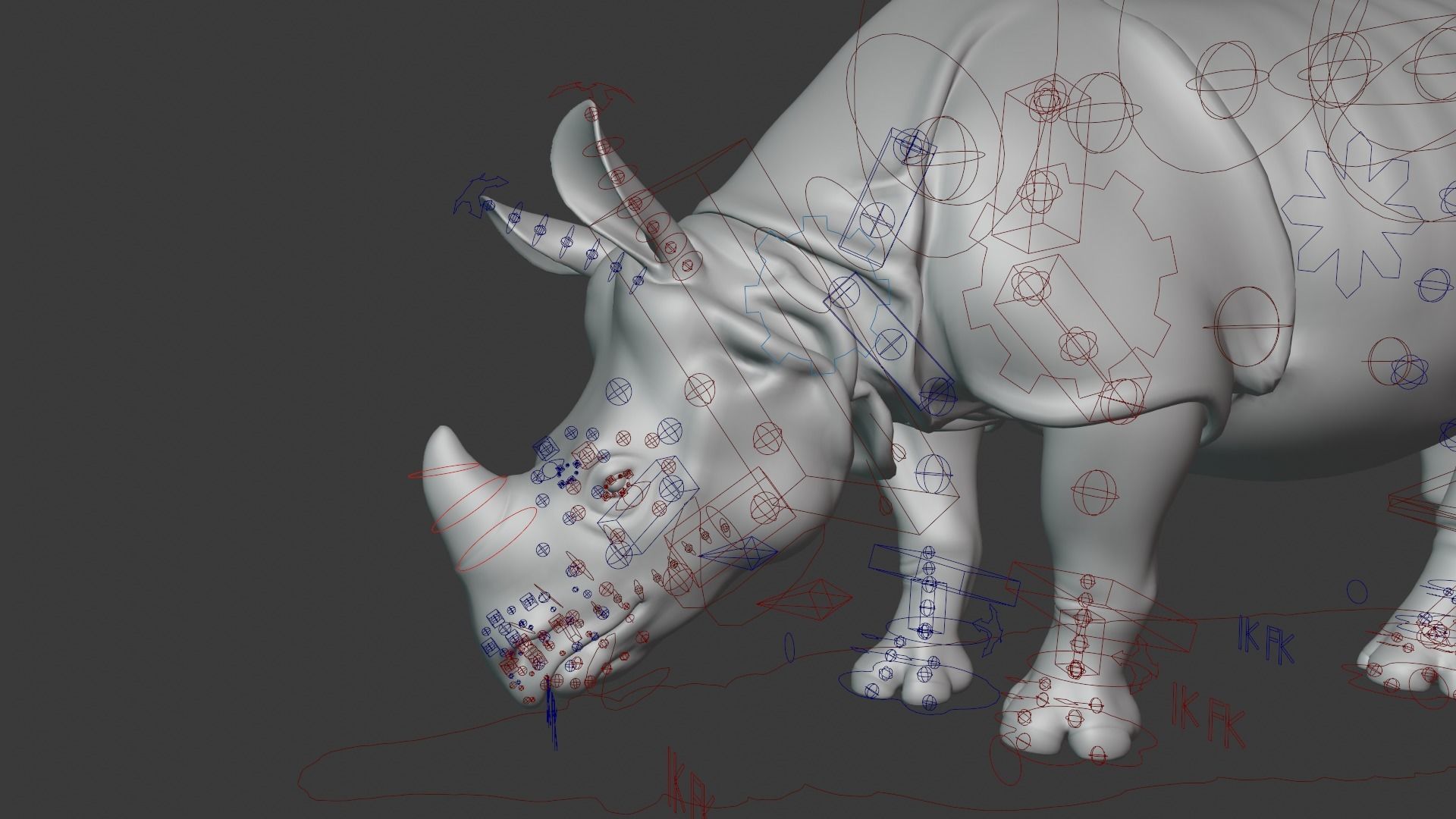 Indian Rhinoceros Rigged  VFX Grace 3D model_17