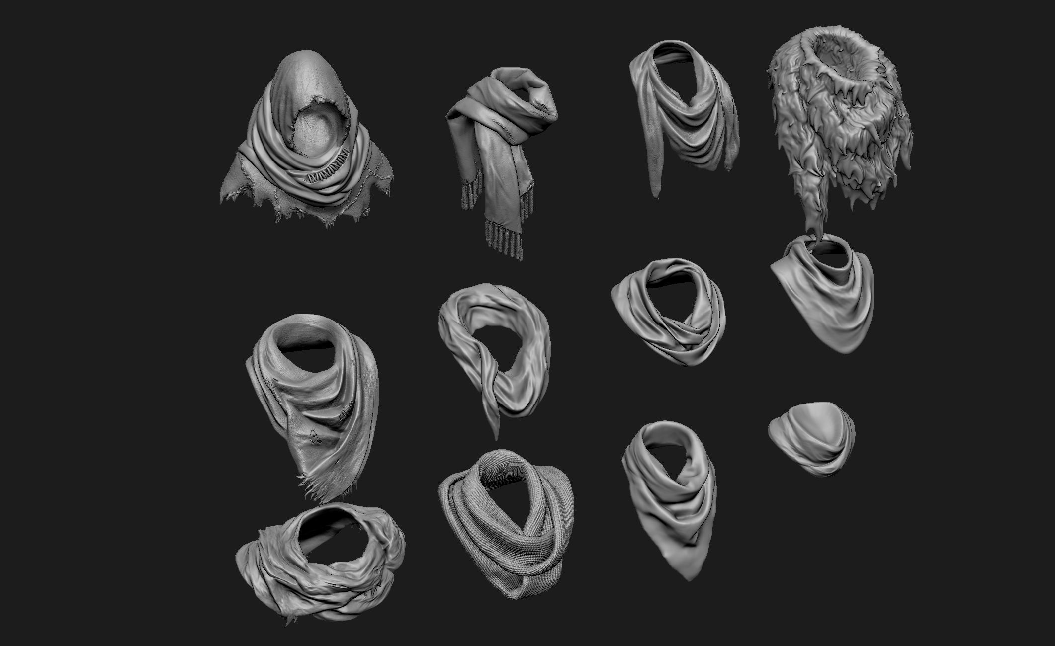 Scarfs for 3d Printable Characters Part 1 3D model_19