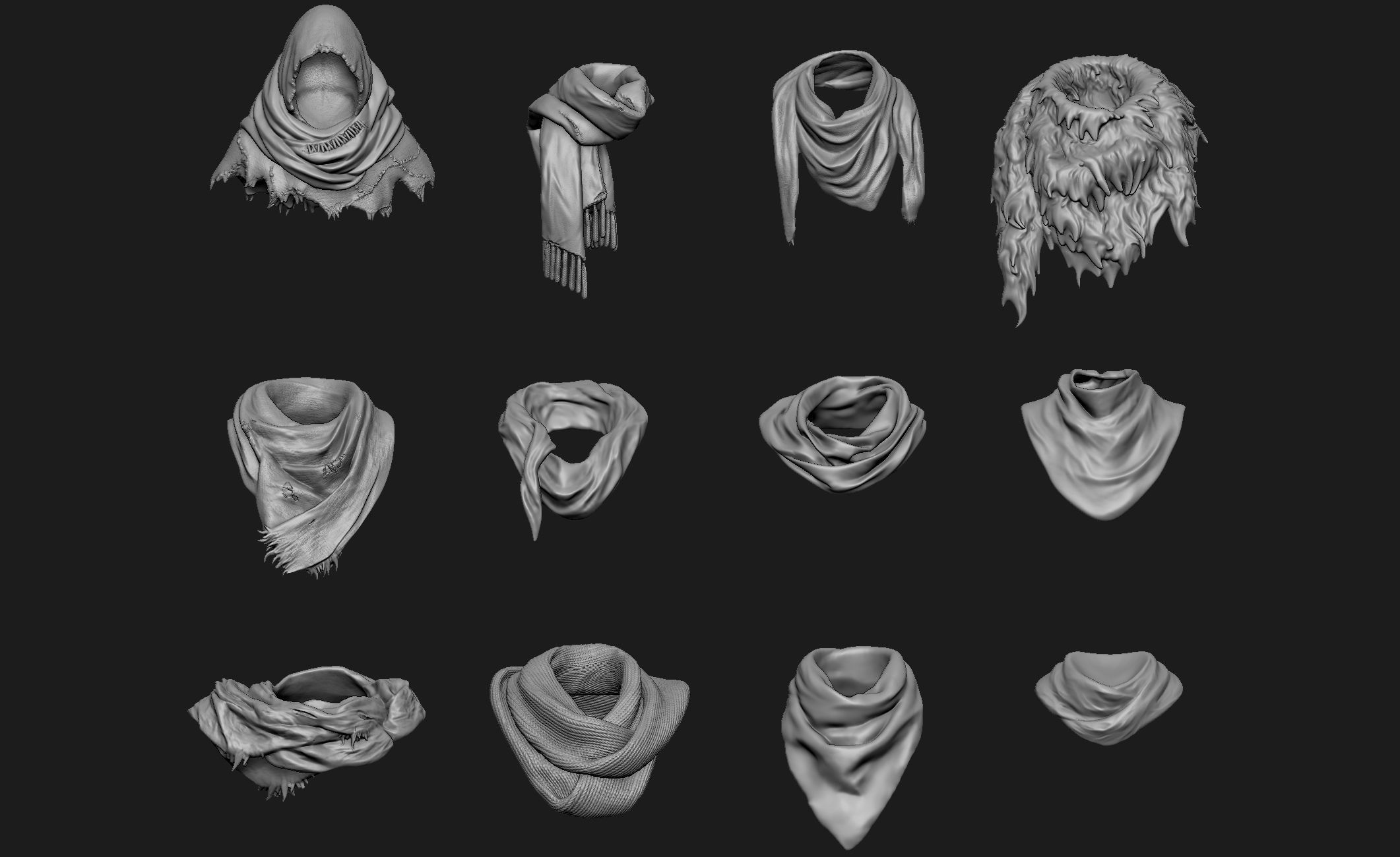 Scarfs for 3d Printable Characters Part 1 3D model_1