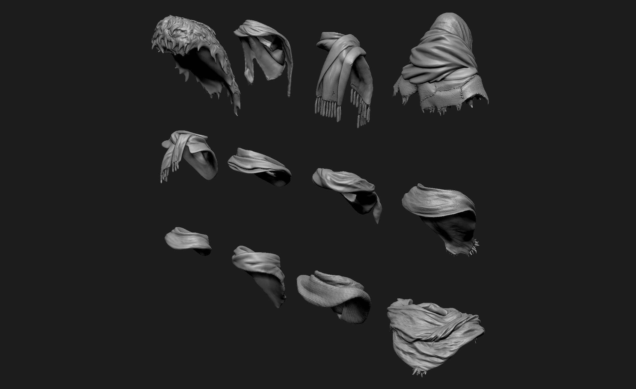 Scarfs for 3d Printable Characters Part 1 3D model_3