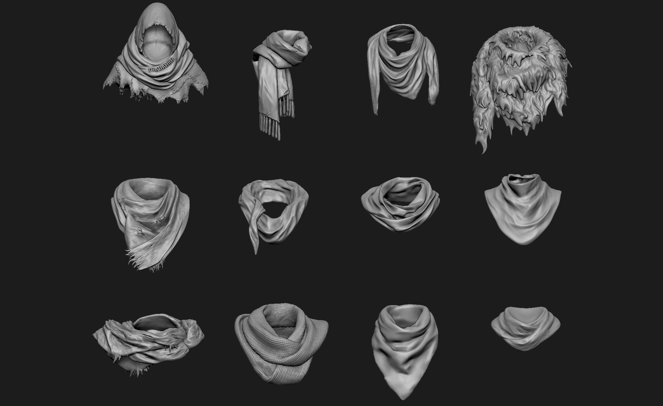 Scarfs for 3d Printable Characters Part 1 3D model_5