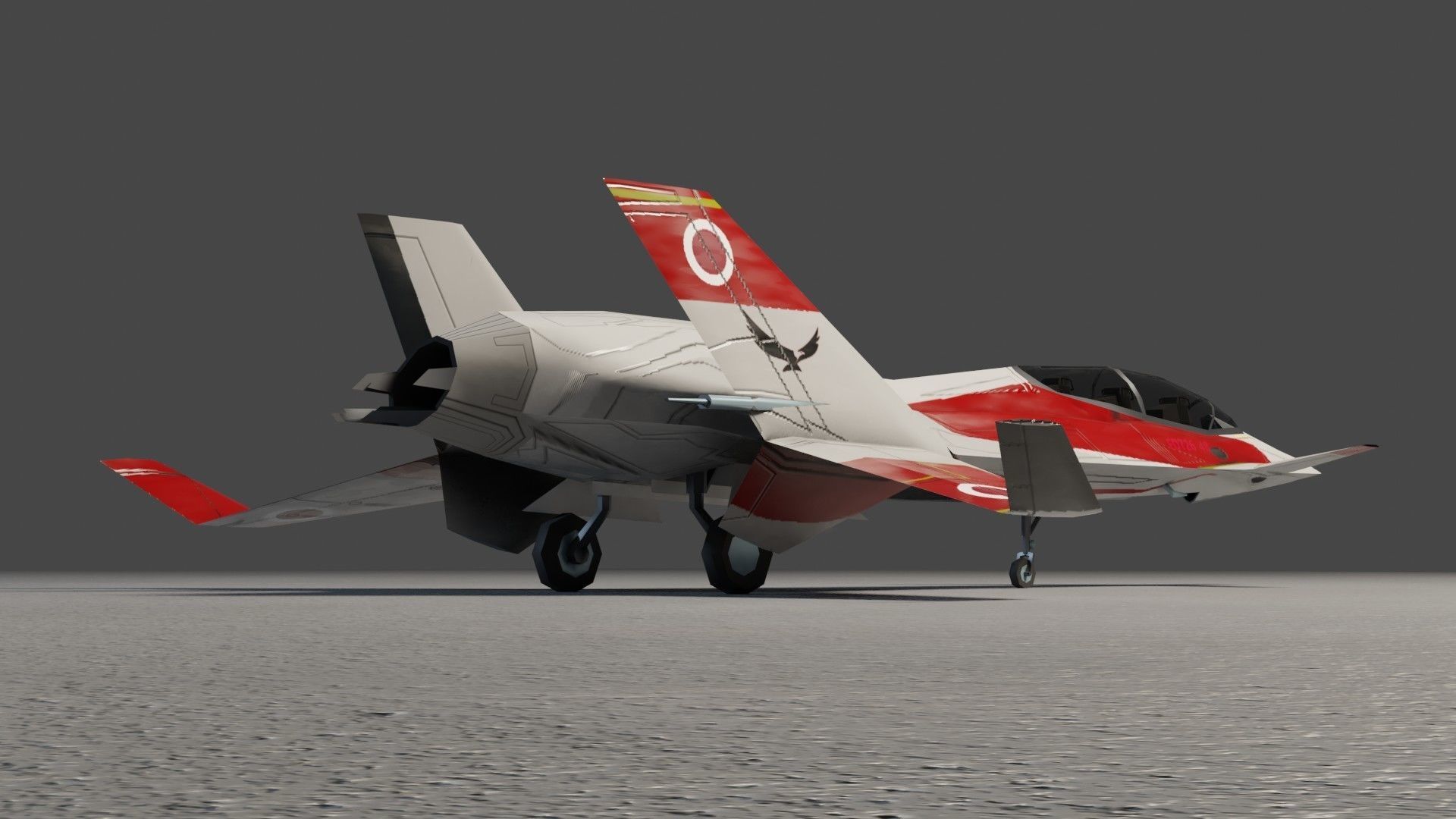 I-20 Firehawk concept jet fighter Low-poly 3D model_9