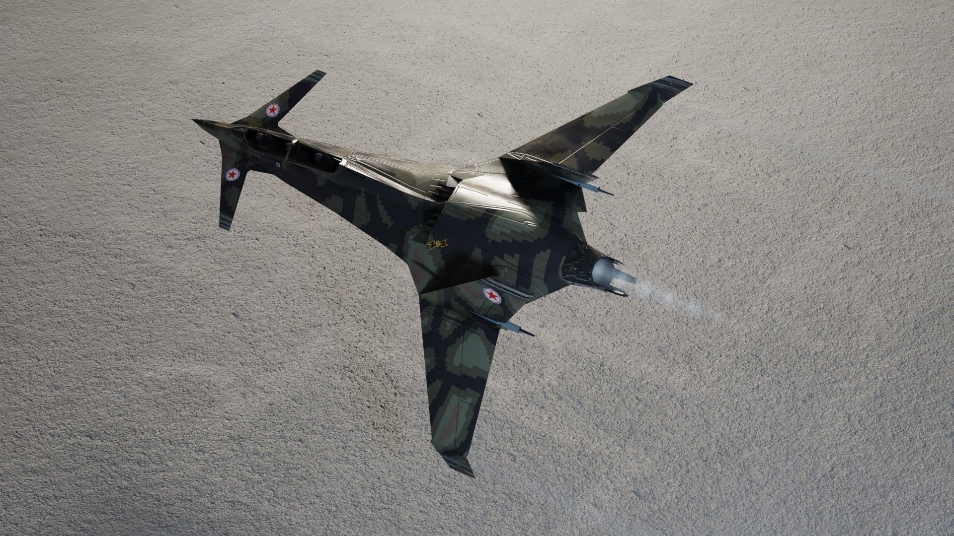 I-20 Firehawk concept jet fighter Low-poly 3D model_10