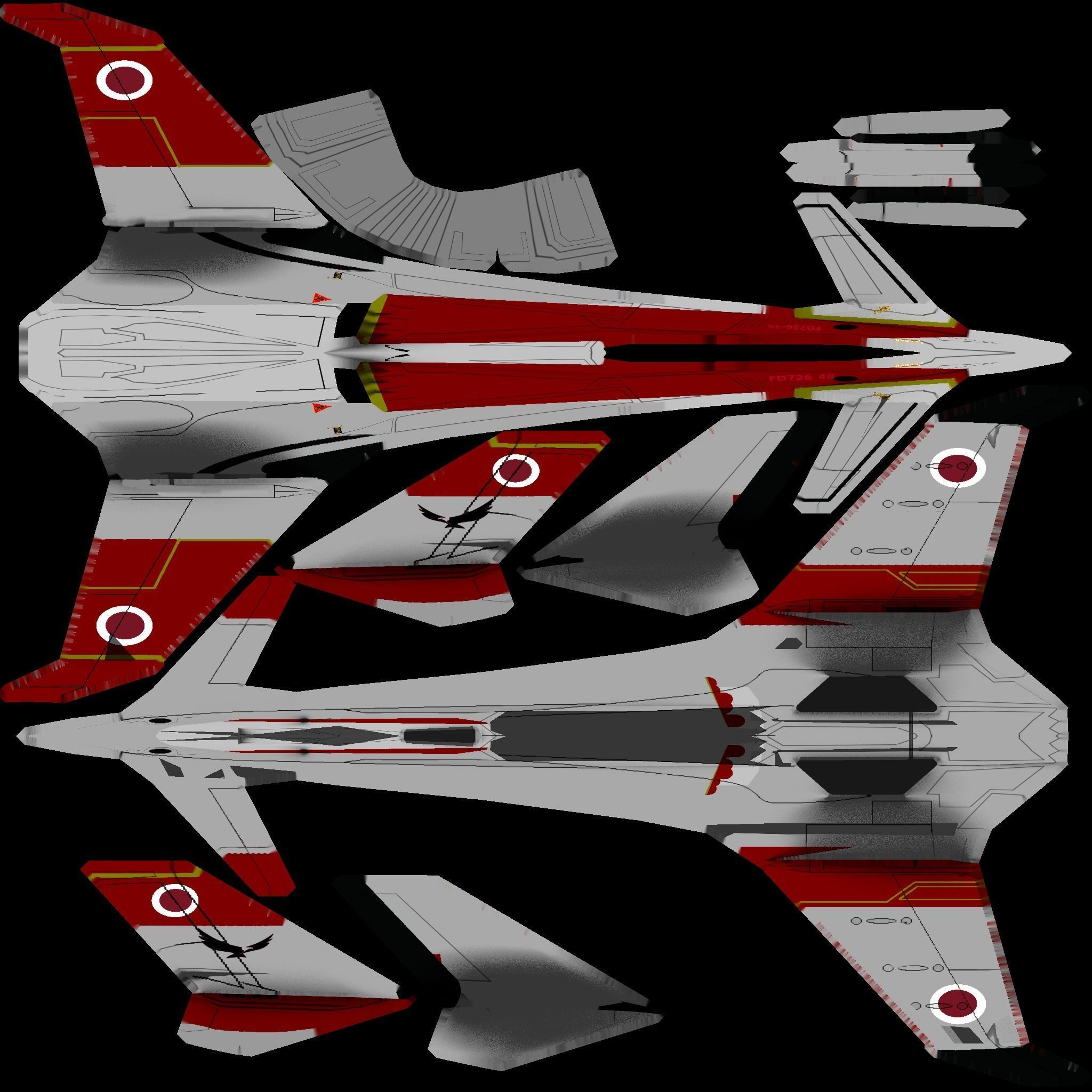 I-20 Firehawk concept jet fighter Low-poly 3D model_18