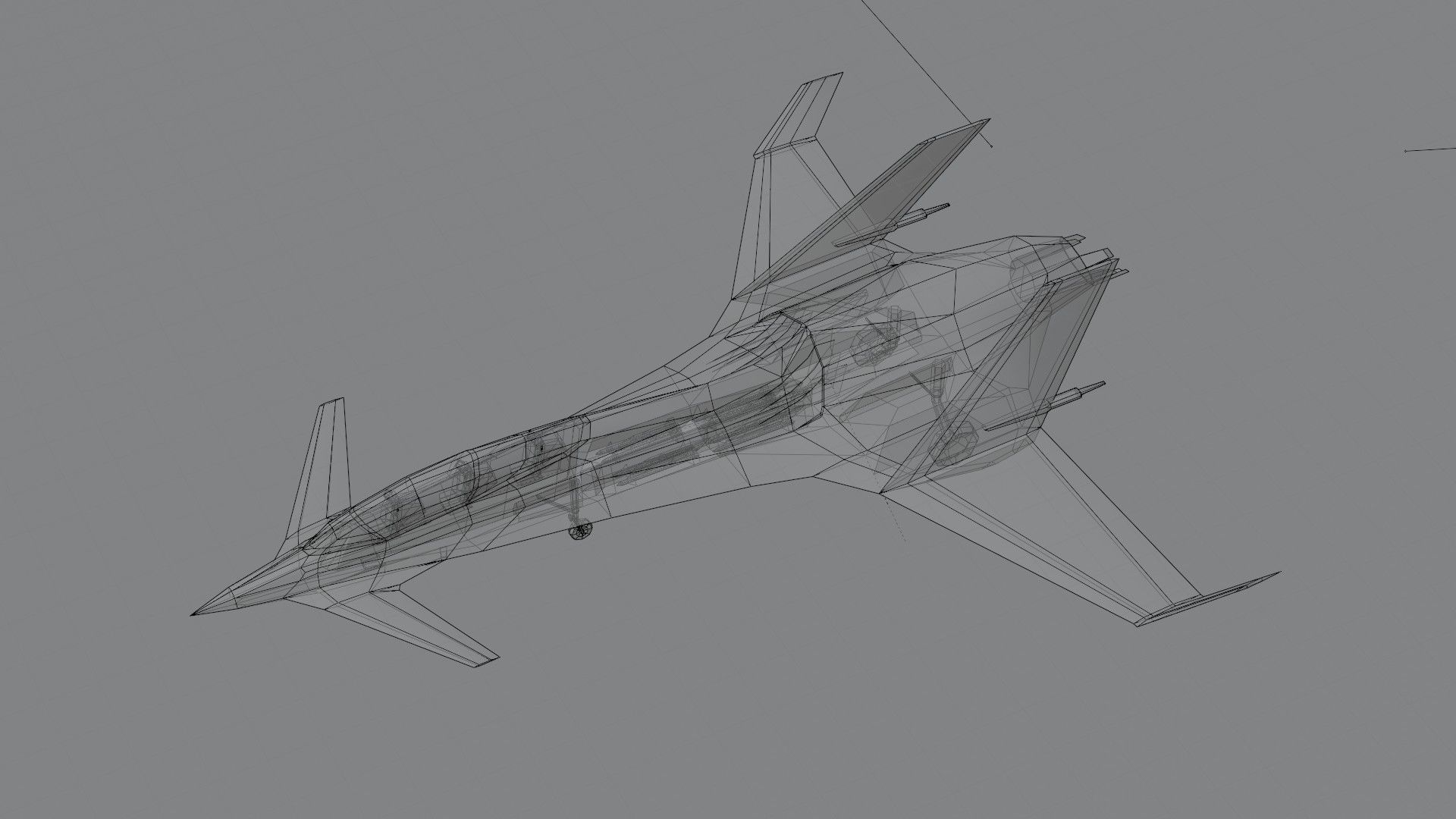 I-20 Firehawk concept jet fighter Low-poly 3D model_8
