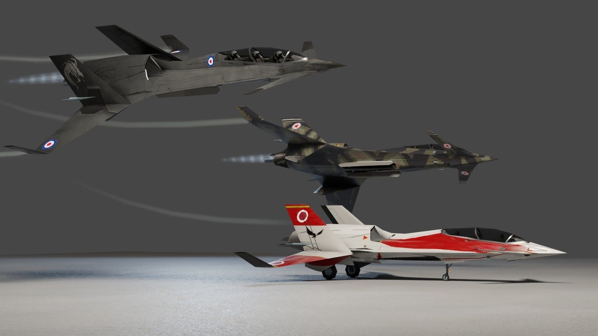 I-20 Firehawk concept jet fighter Low-poly 3D model_4