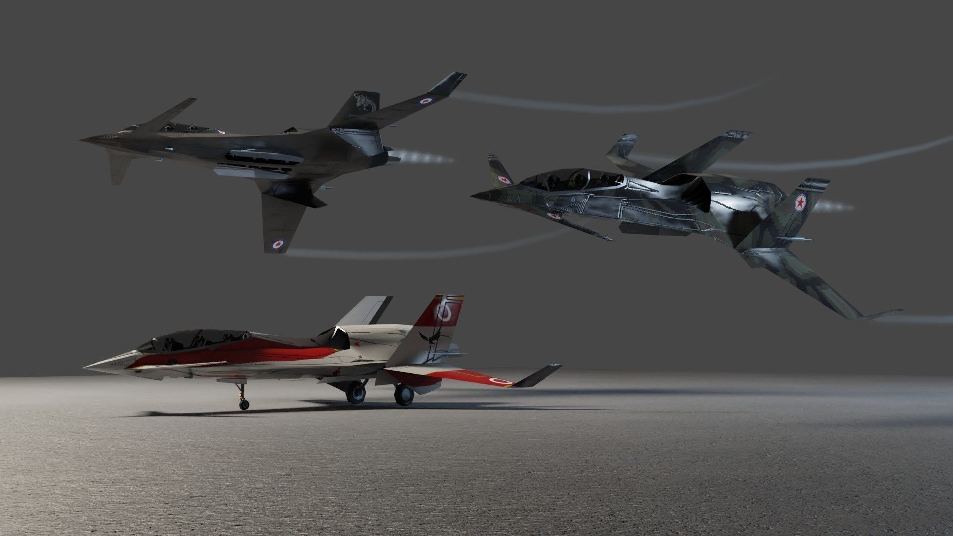 I-20 Firehawk concept jet fighter Low-poly 3D model_3