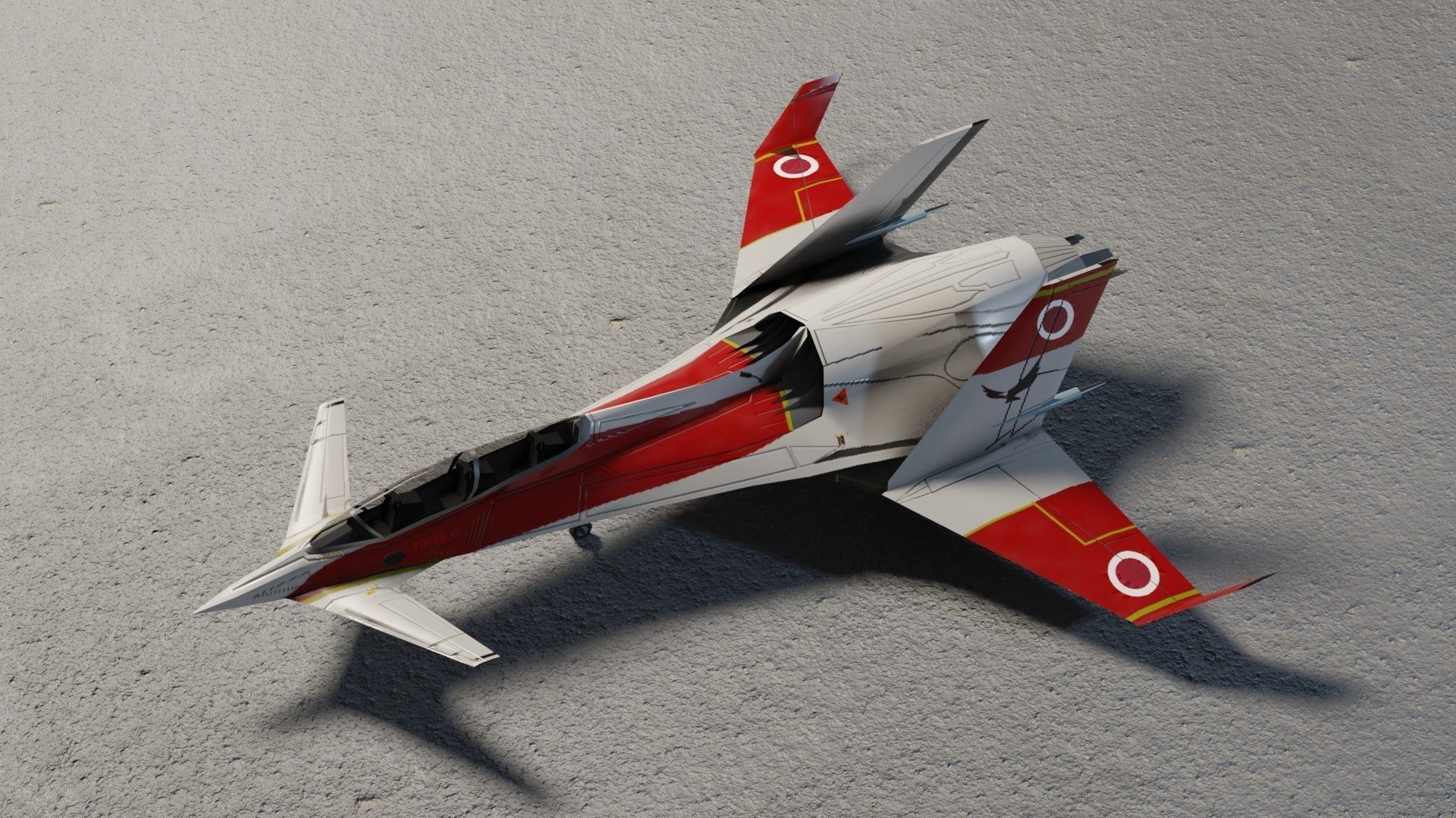 I-20 Firehawk concept jet fighter Low-poly 3D model_7