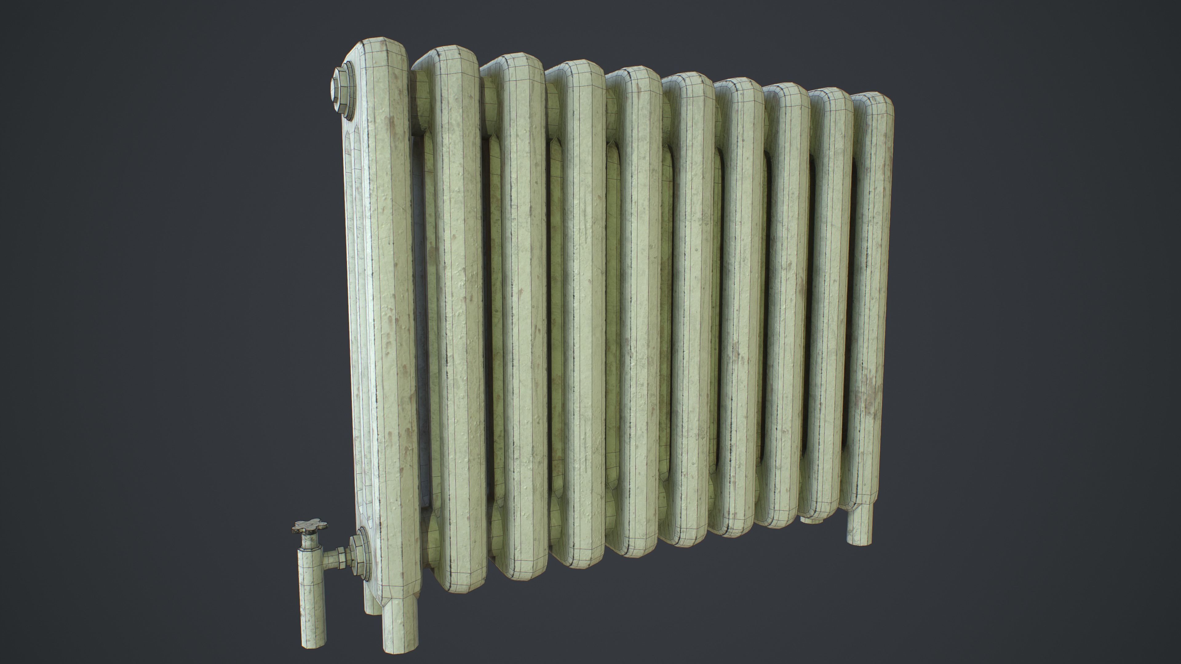 Old Metal Painted Radiator Low-poly 3D model_10