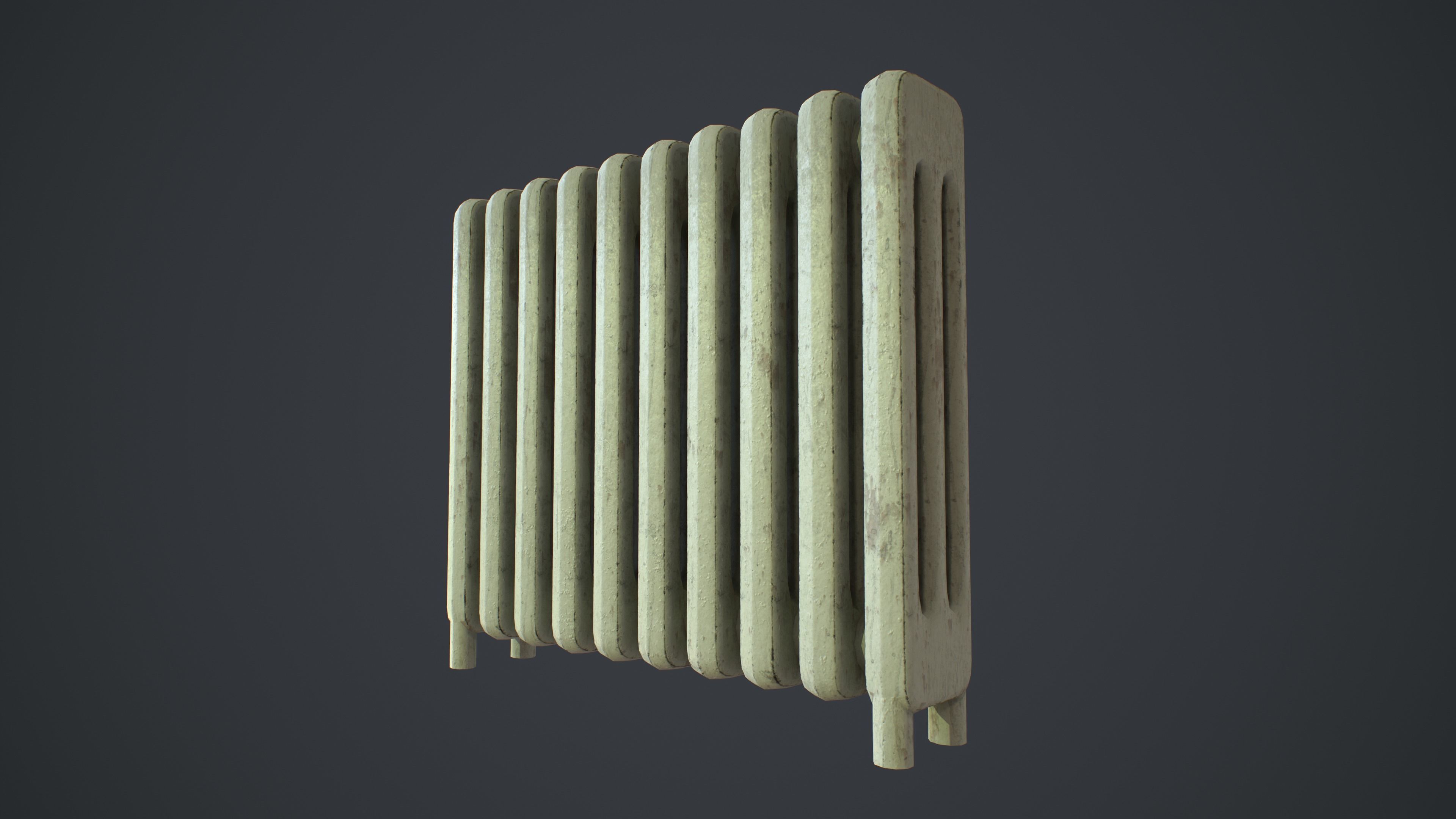 Old Metal Painted Radiator Low-poly 3D model_5