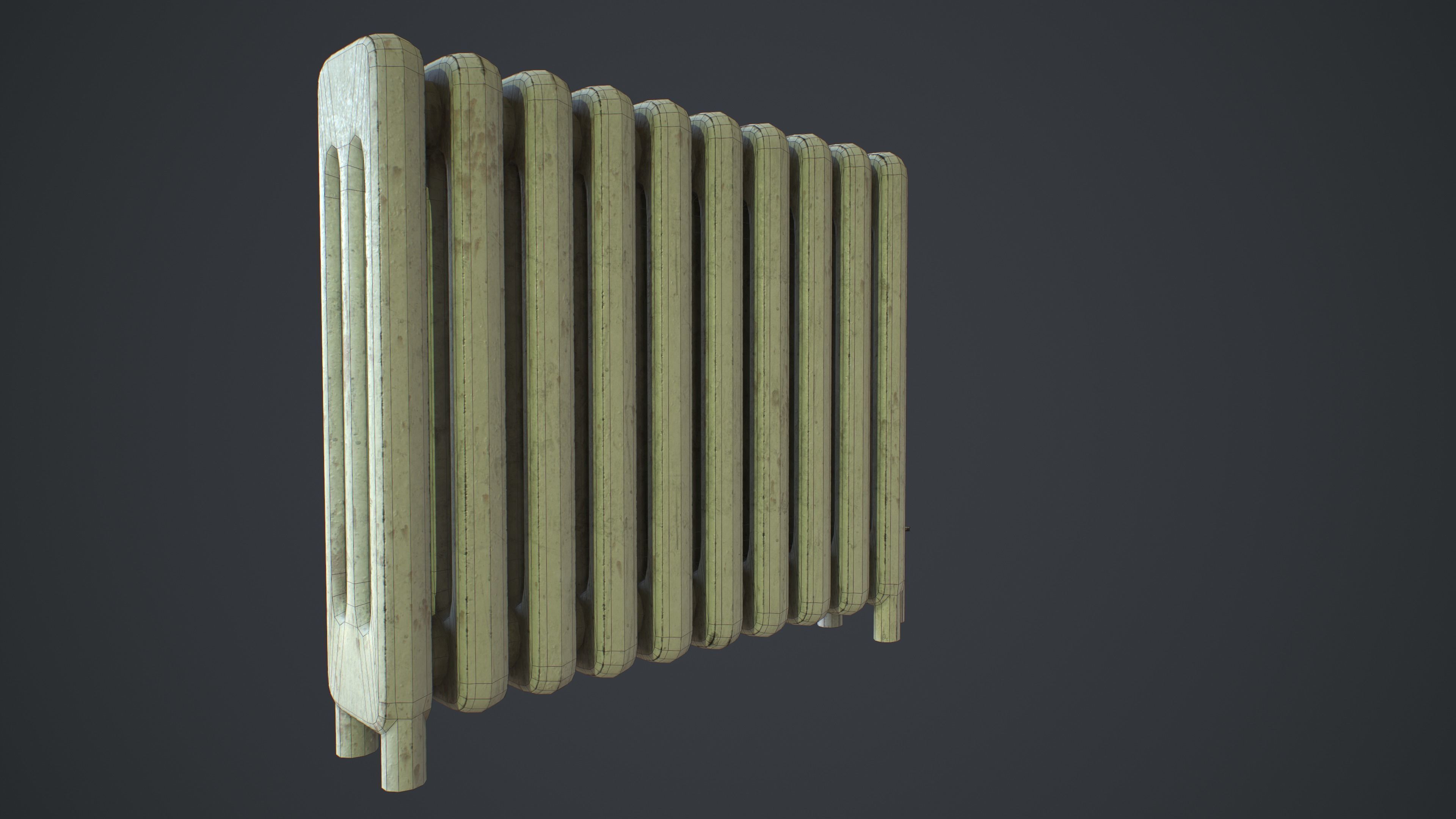 Old Metal Painted Radiator Low-poly 3D model_2