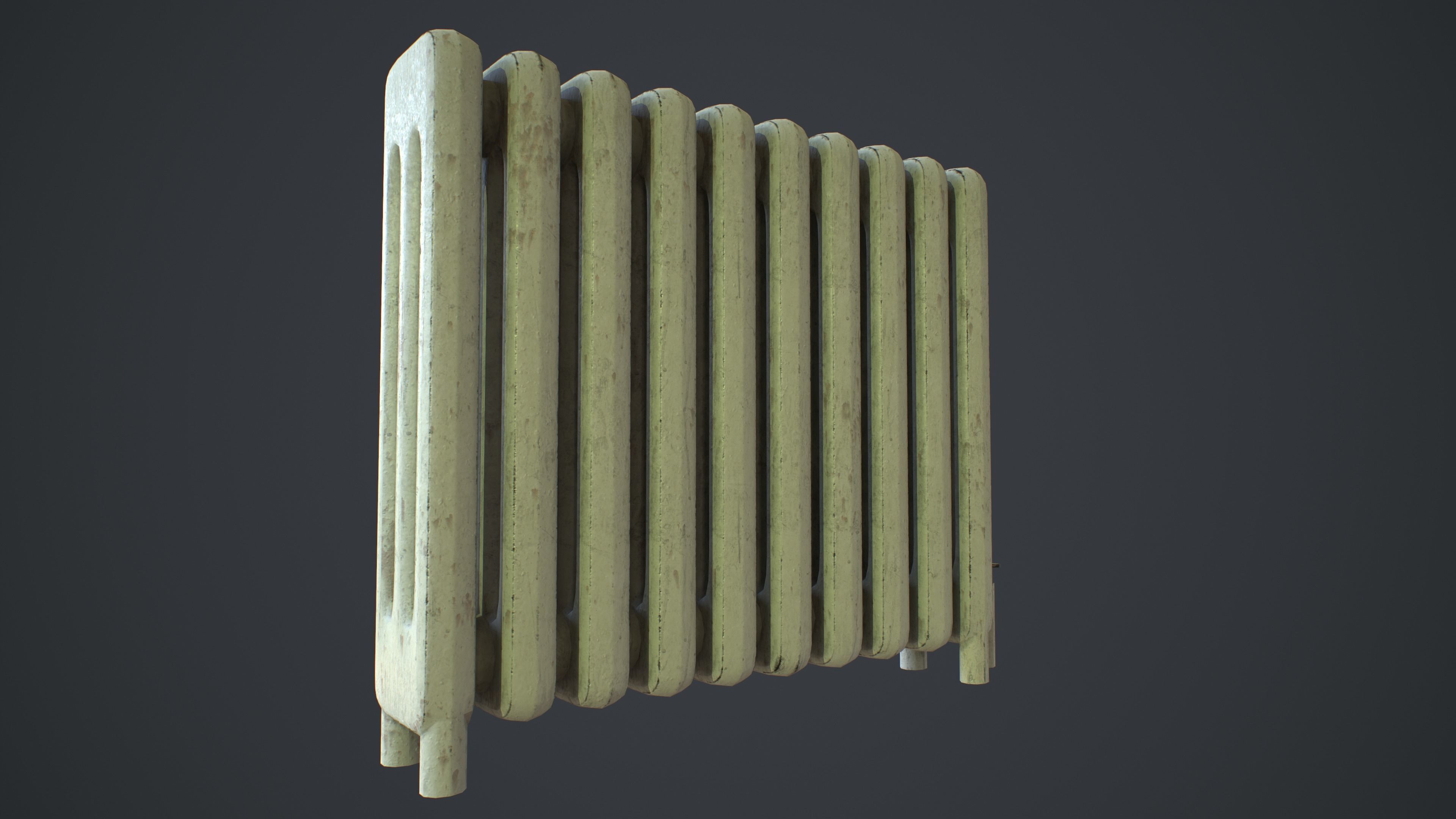 Old Metal Painted Radiator Low-poly 3D model_6