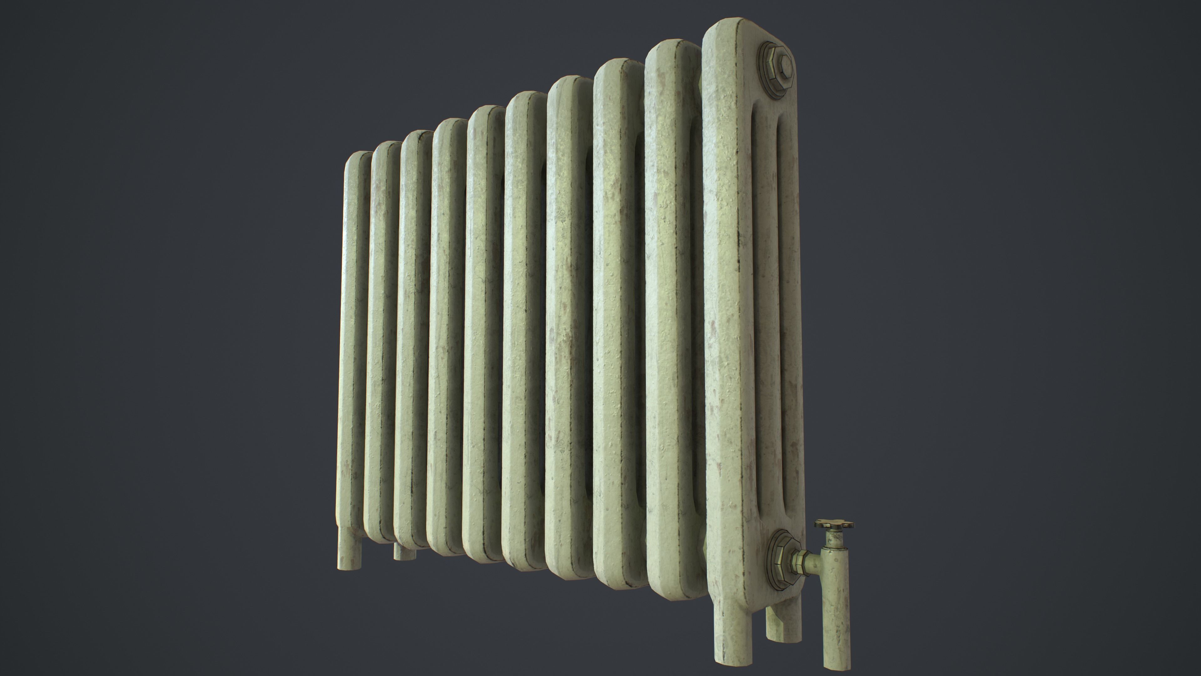 Old Metal Painted Radiator Low-poly 3D model_7