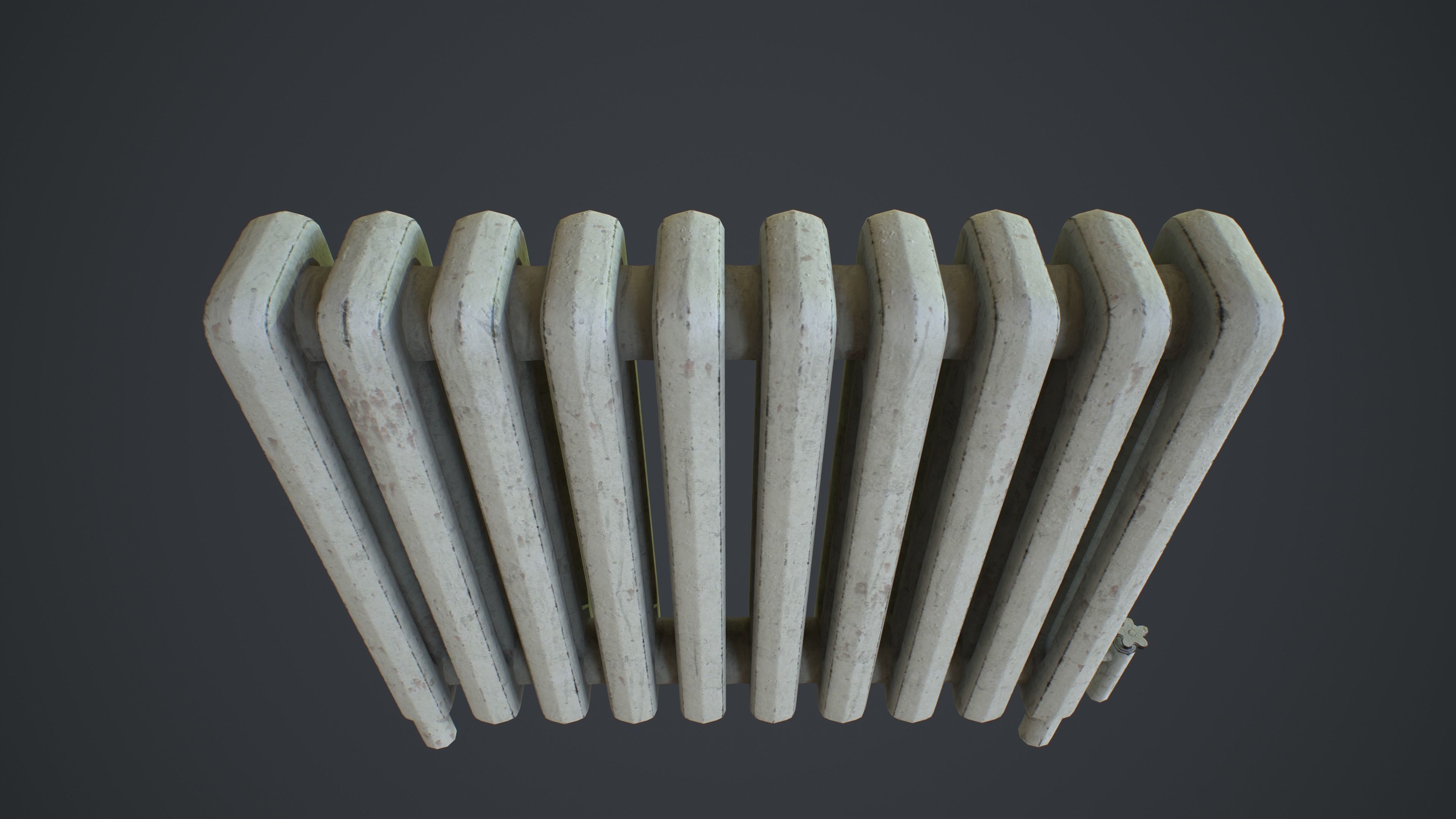 Old Metal Painted Radiator Low-poly 3D model_8