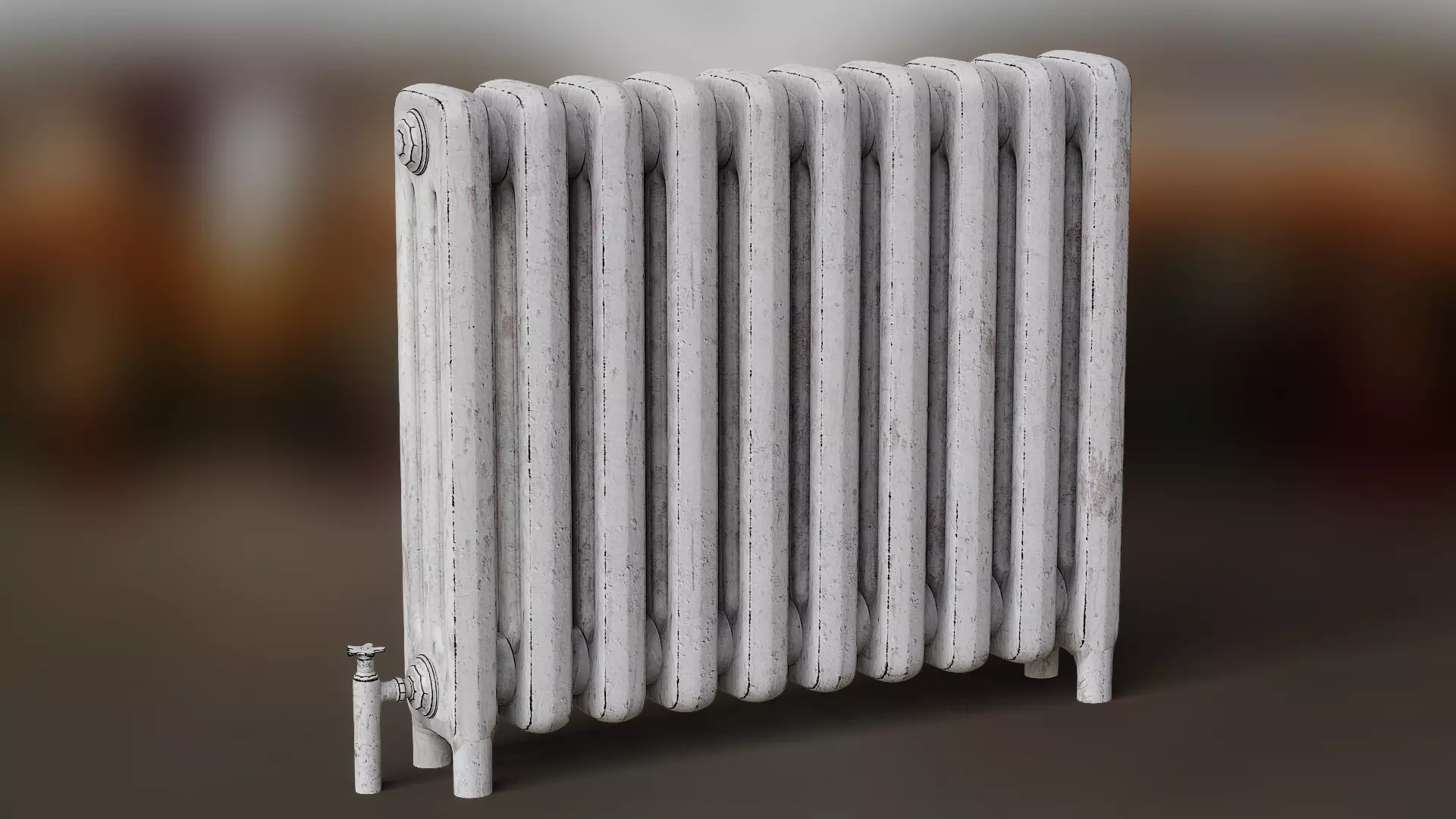 Old Metal Painted Radiator Low-poly 3D model_0